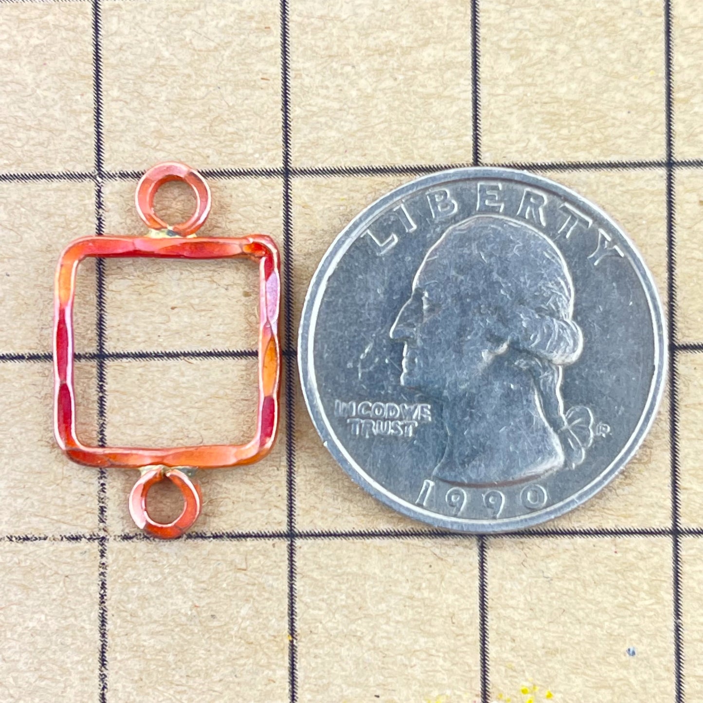 Small Square Hammered Copper Link