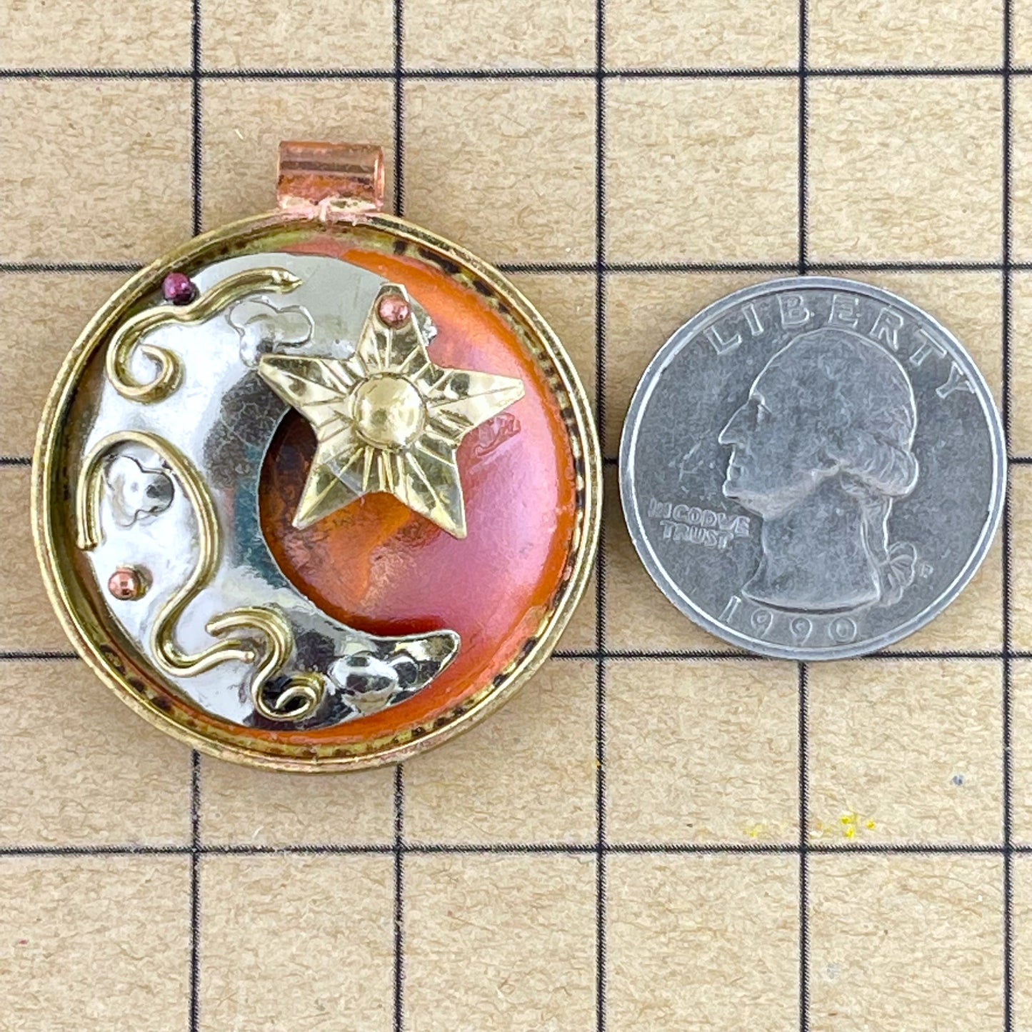 Celestial Eclipse Pendant in Copper and Mixed Metals