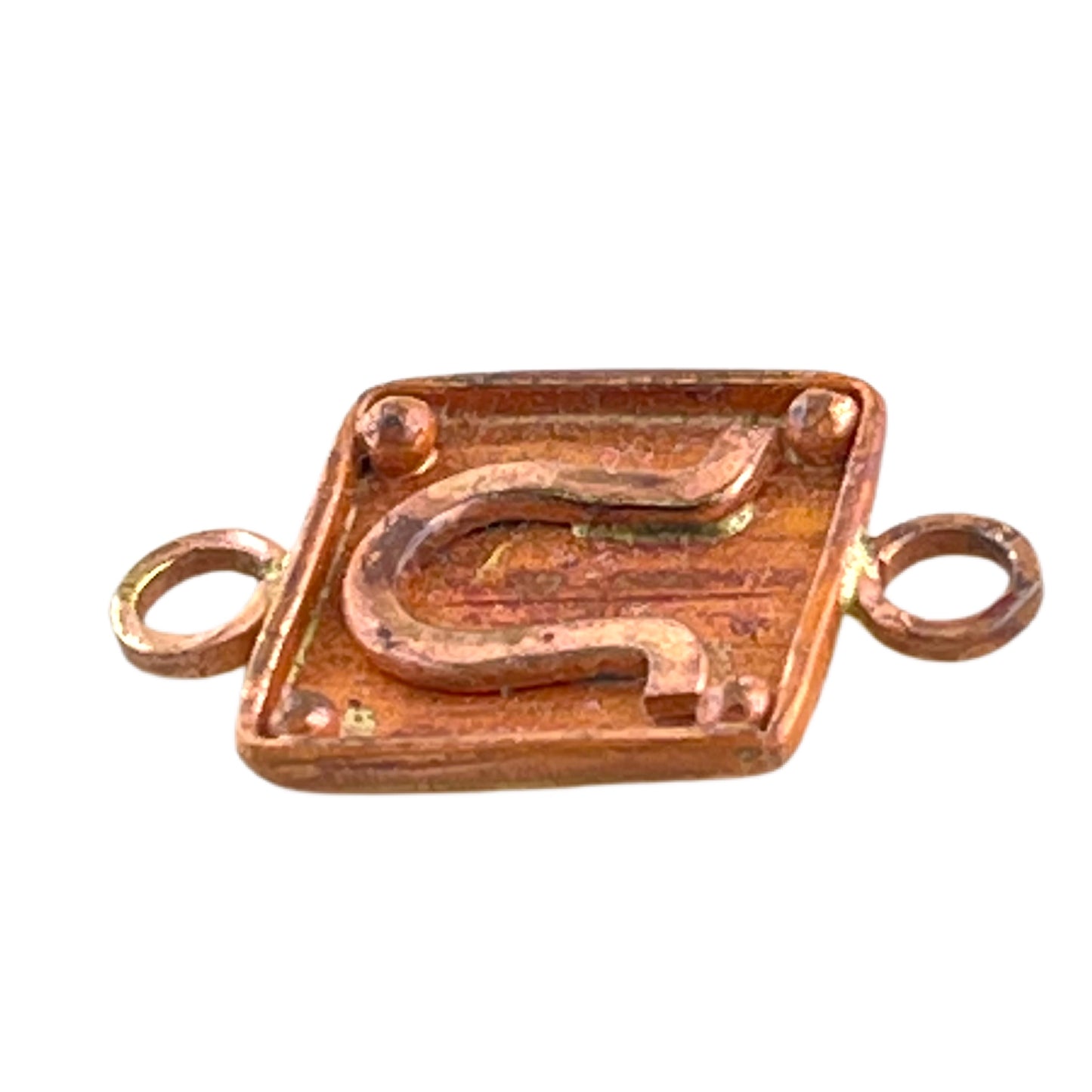 Small Horseshoe Link Pendant • Copper and Brass • Vertical