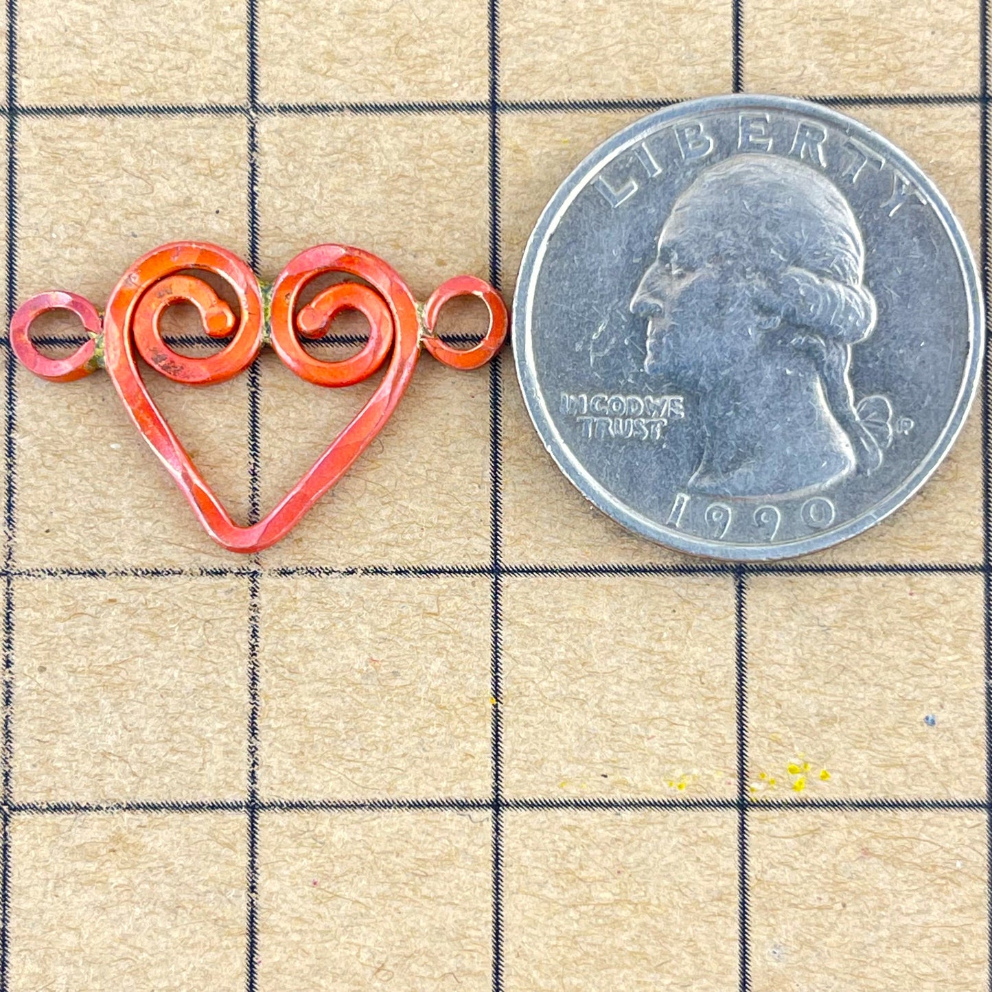 Horizontal Copper Heart Small Link