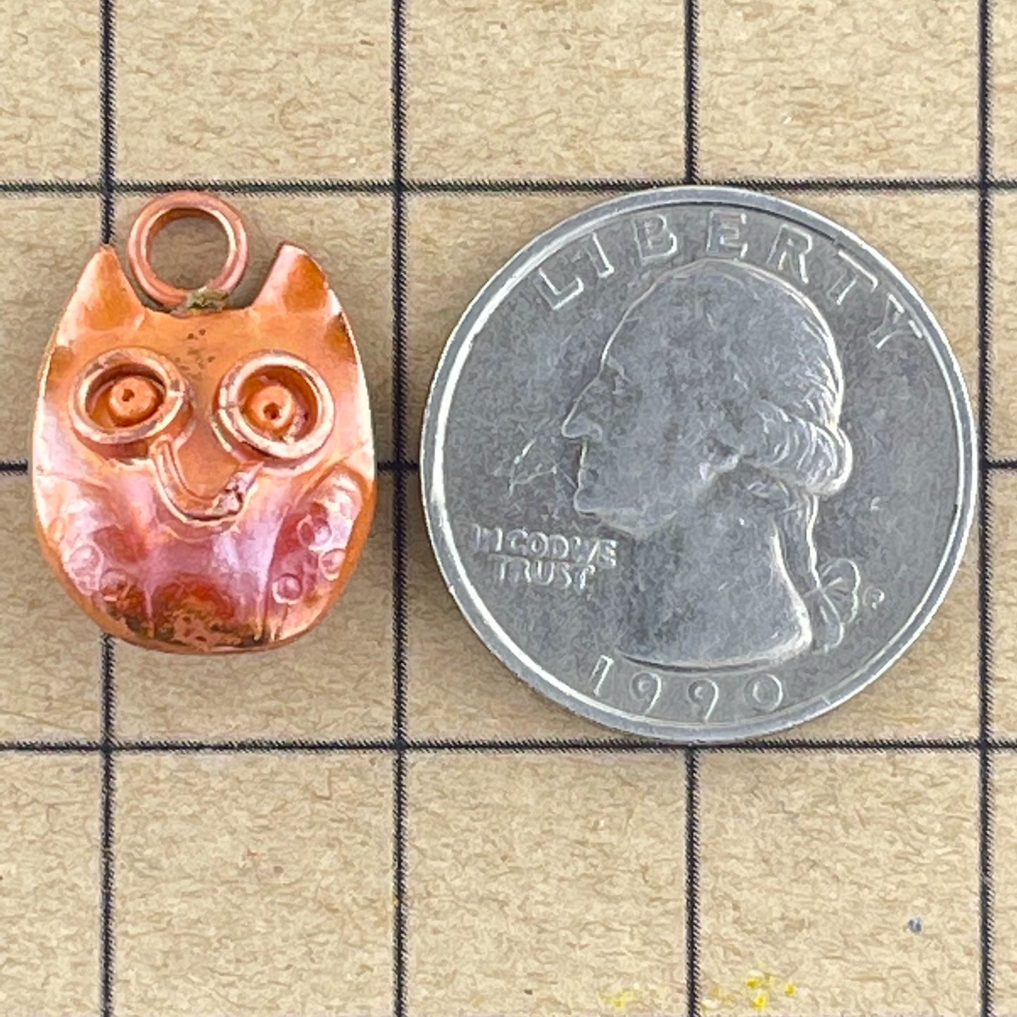 Small Copper Owl Charm with Hand-Stamped Wings – Patricia Healey