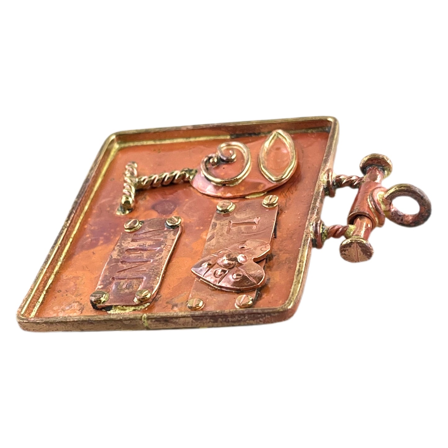 "I Heart Wine" Pendant – Copper & Brass Statement Design