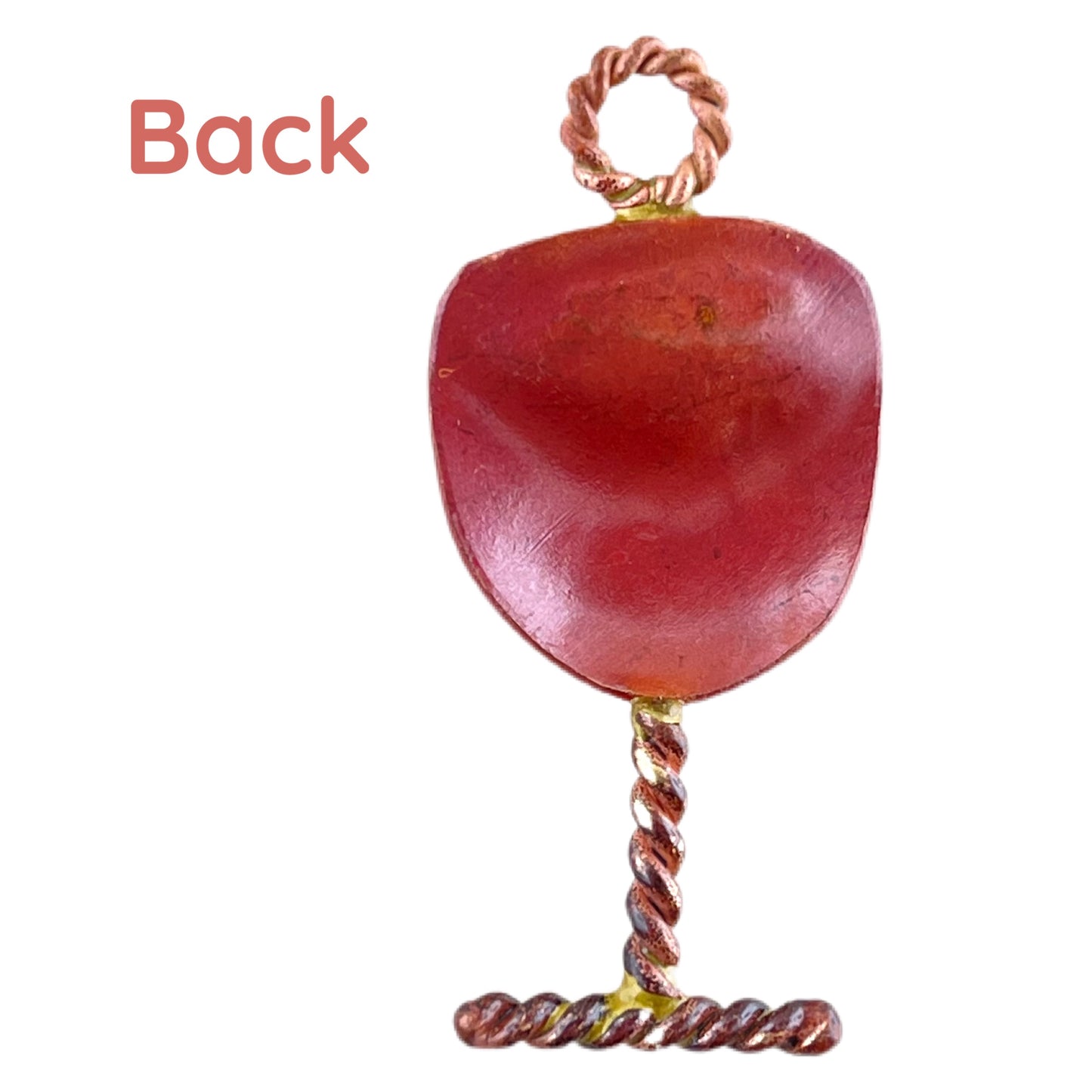 Copper and Brass Wine Glass Pendant with Swirl Facing Left