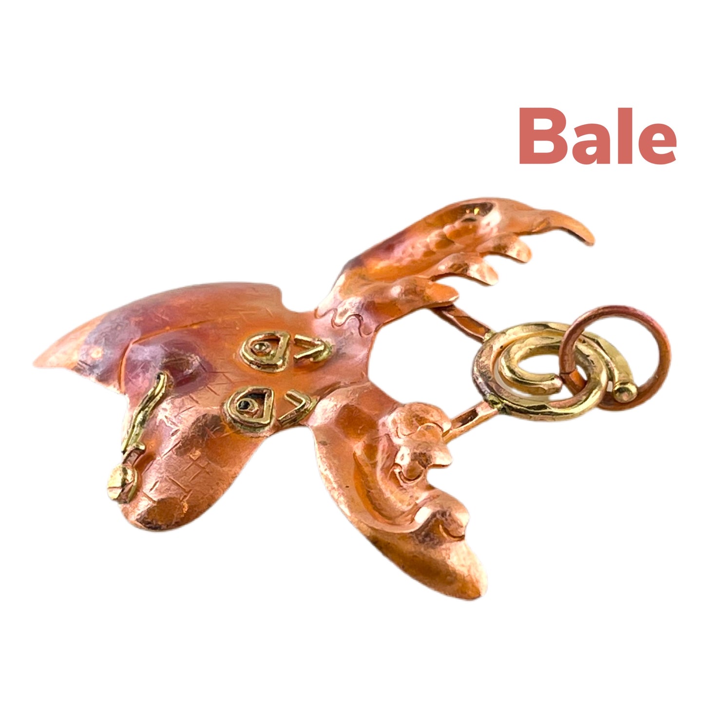 Moose Pendant in Copper and Brass with Spiral Bail