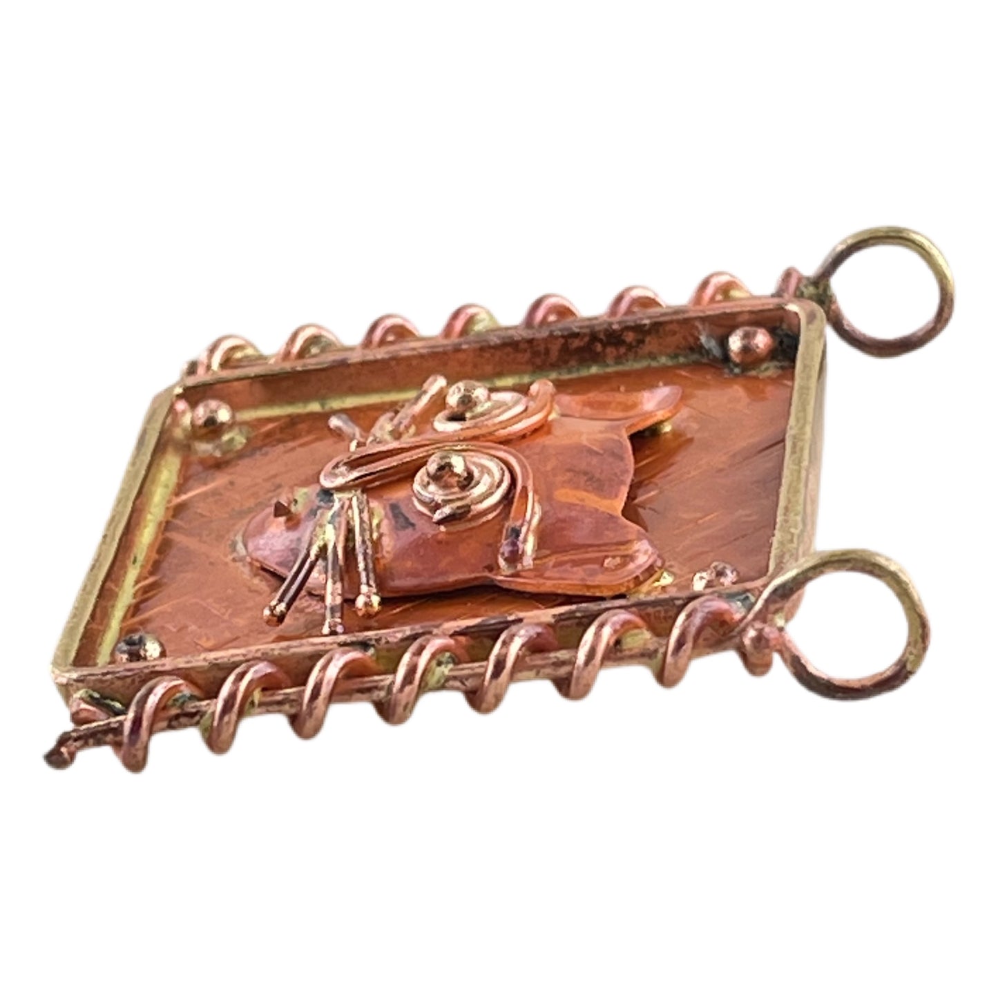 Copper Cat Face Pendant in a "Picture" Frame