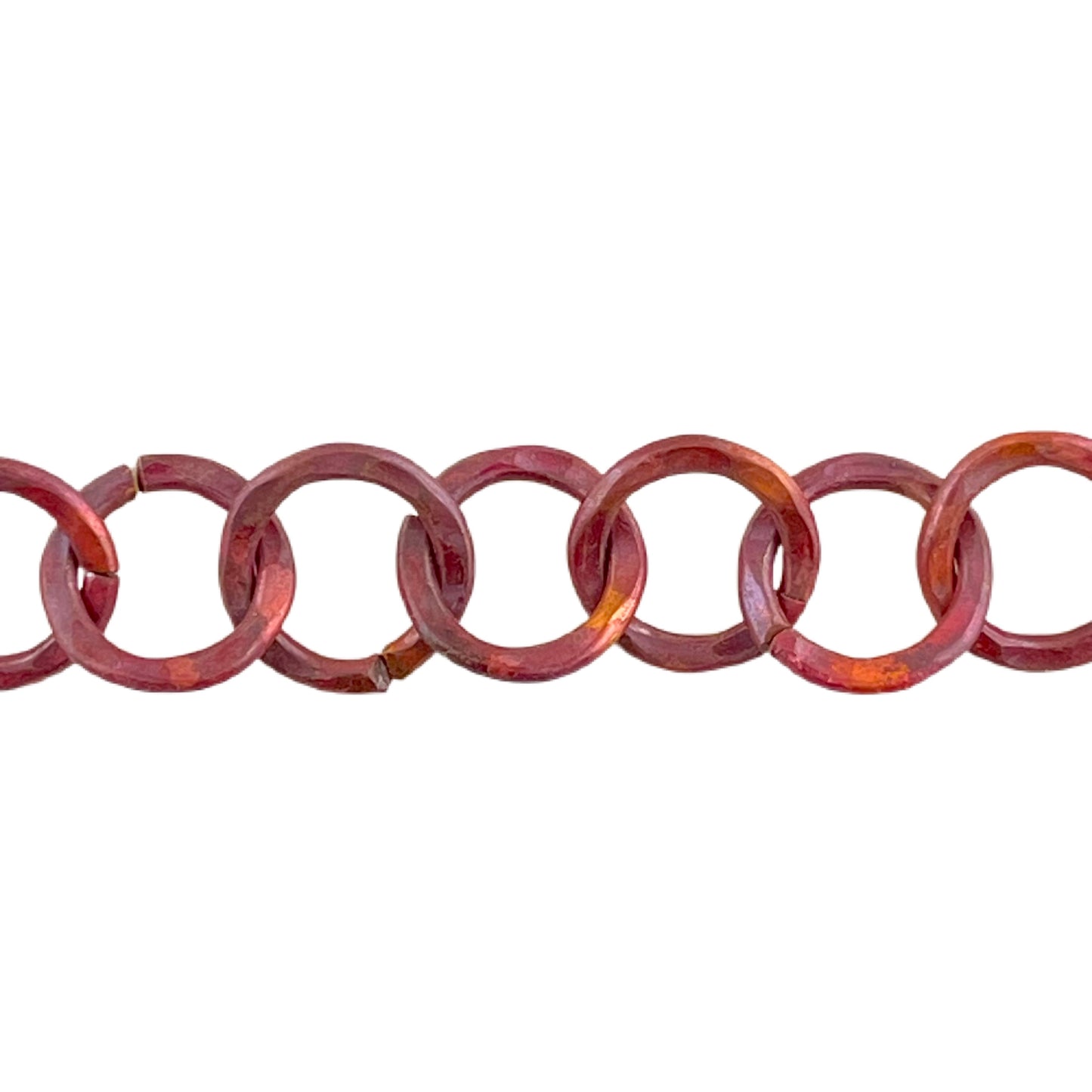 handmade medium copper ring link chain, 20 inches, 14mm links, artisan forged copper jewelry supply