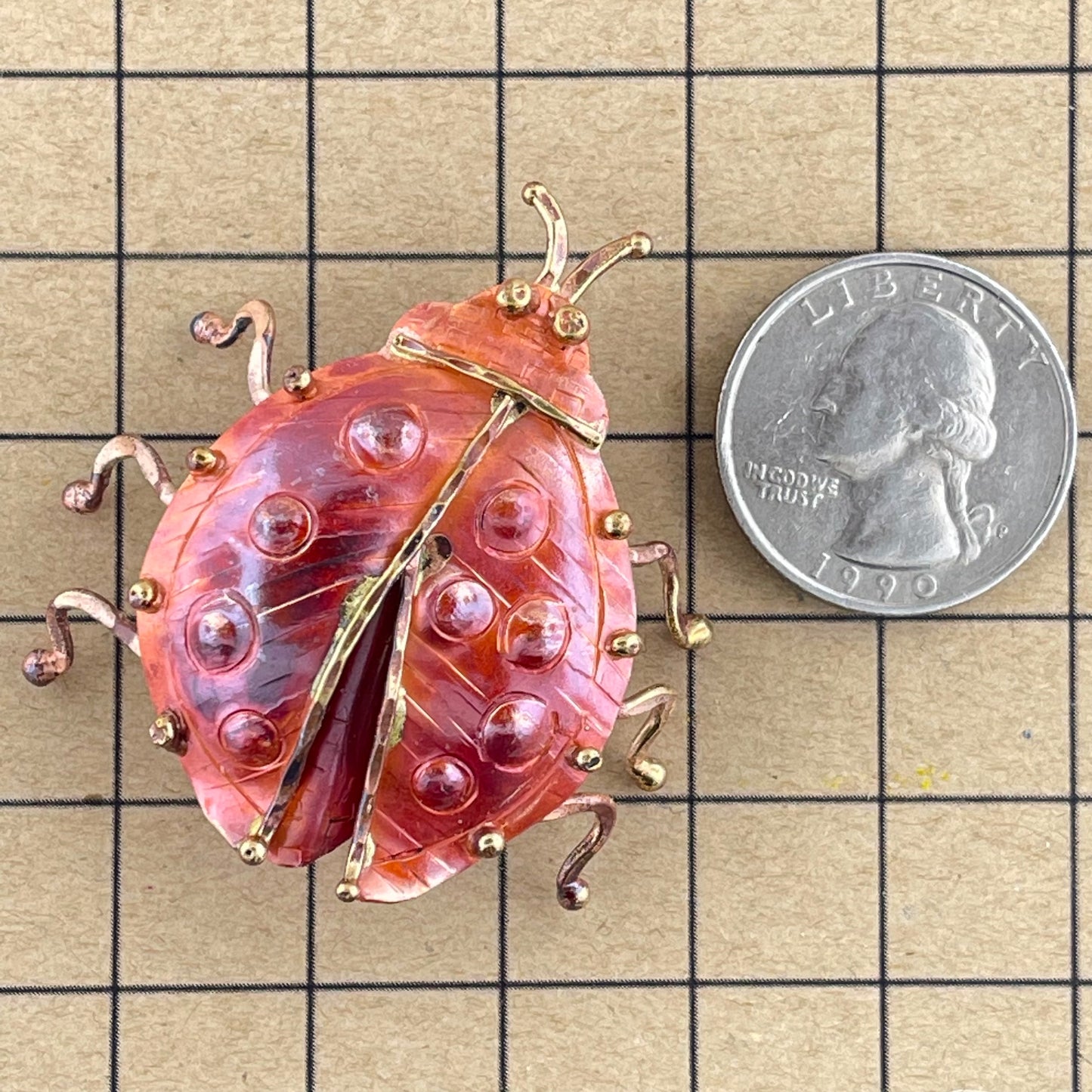 Large Copper Ladybug Pendant with Brass Detail – Patricia Healey