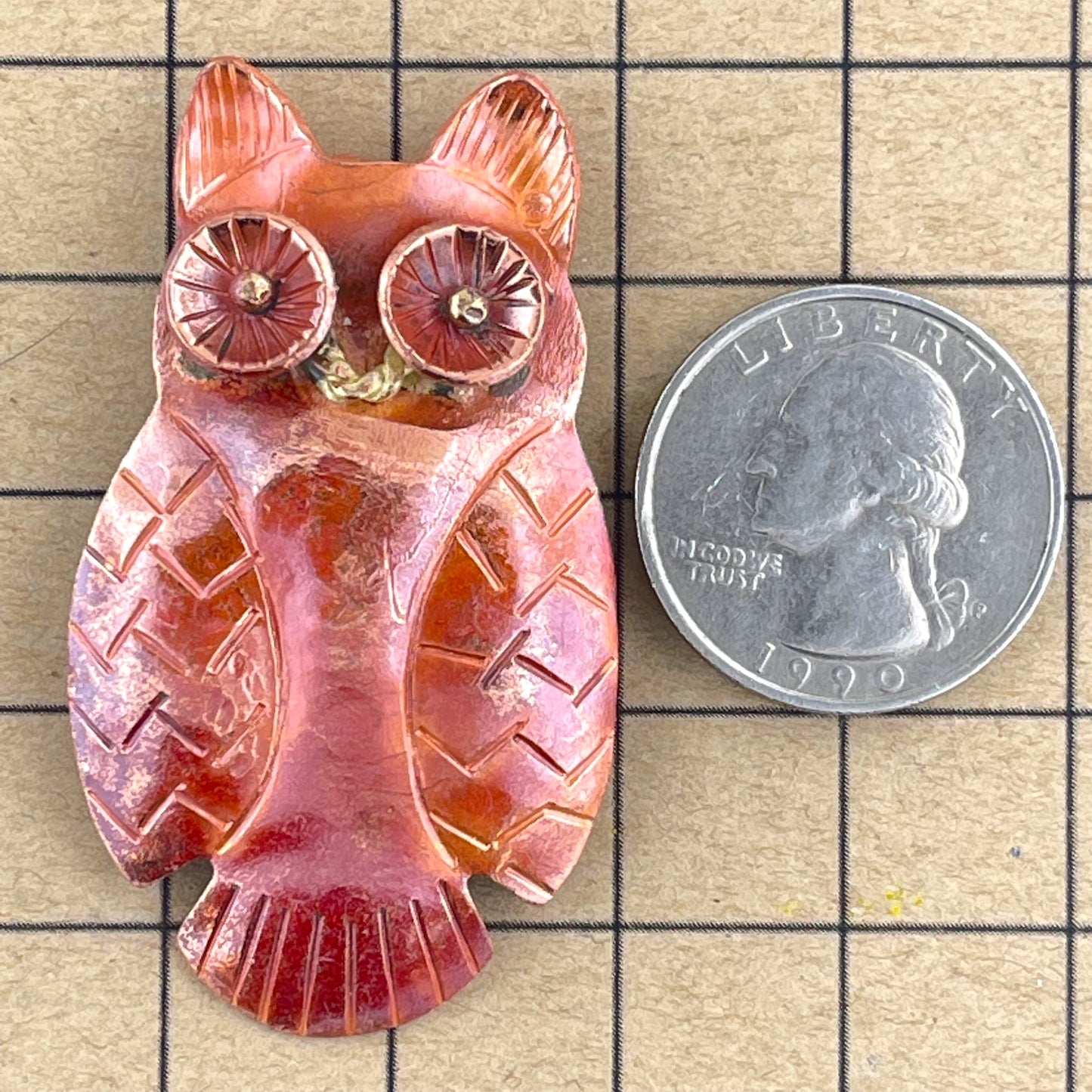 Big Copper Owl Pendant with Wide Eyes – Patricia Healey