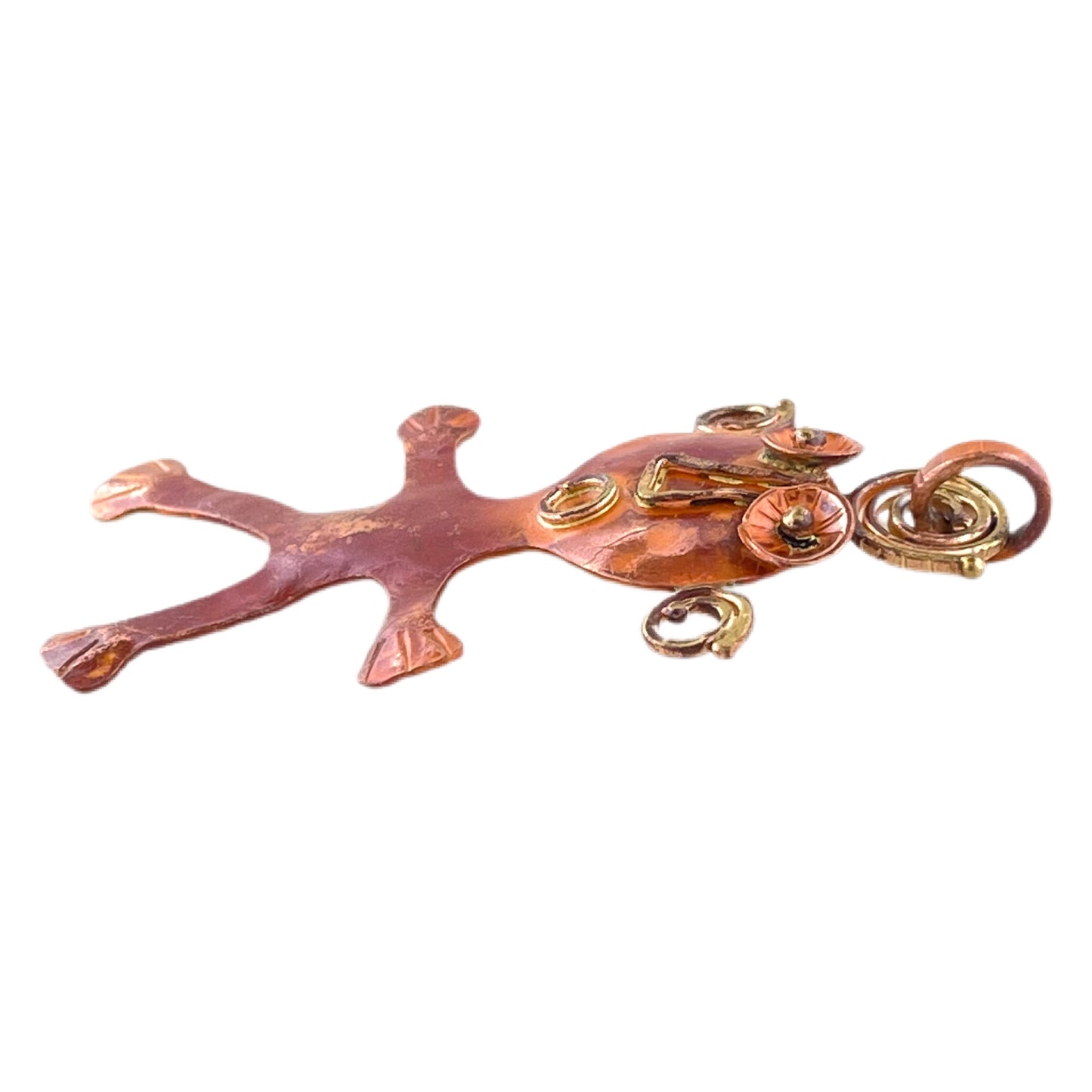 Petroglyph-Inspired Copper Figure Pendant with Spiral Ears