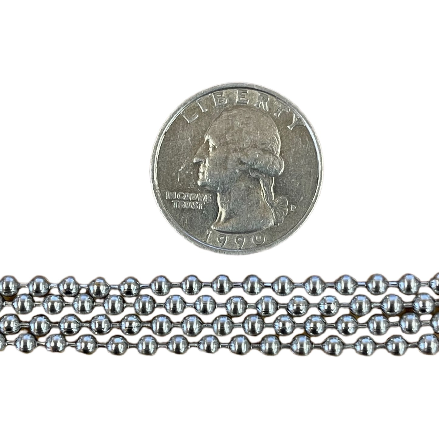 3.2mm Stainless Steel Round Ball Chain, Sold by Foot