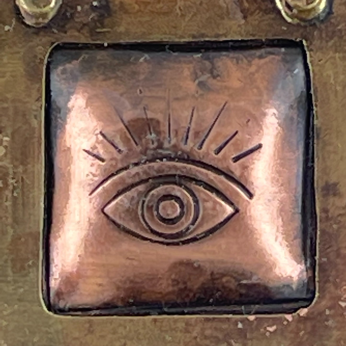 Mixed Metal "Evil Eye" Pendant in Antiqued Copper