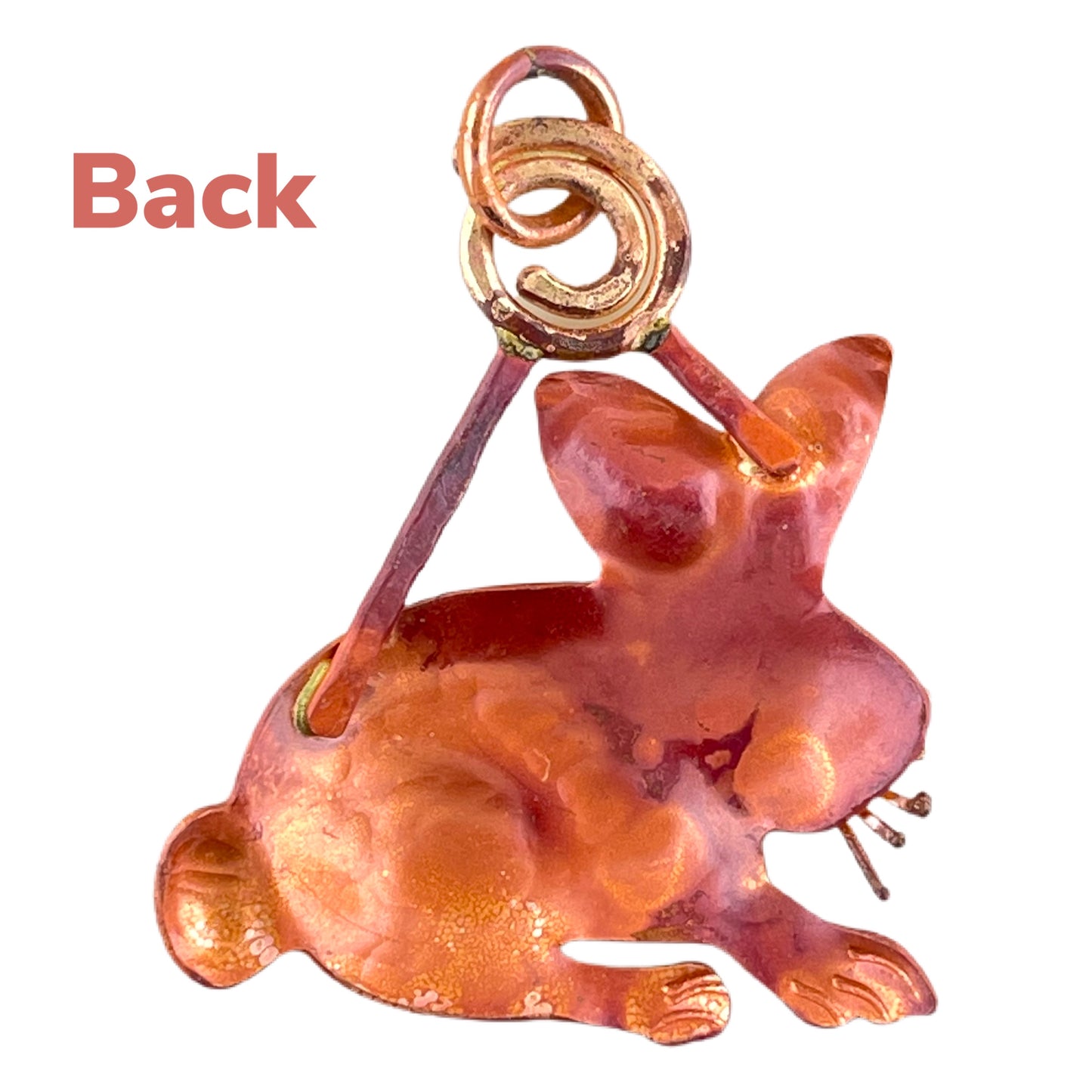 Copper Cottontail Rabbit Pendant with Brass Accents