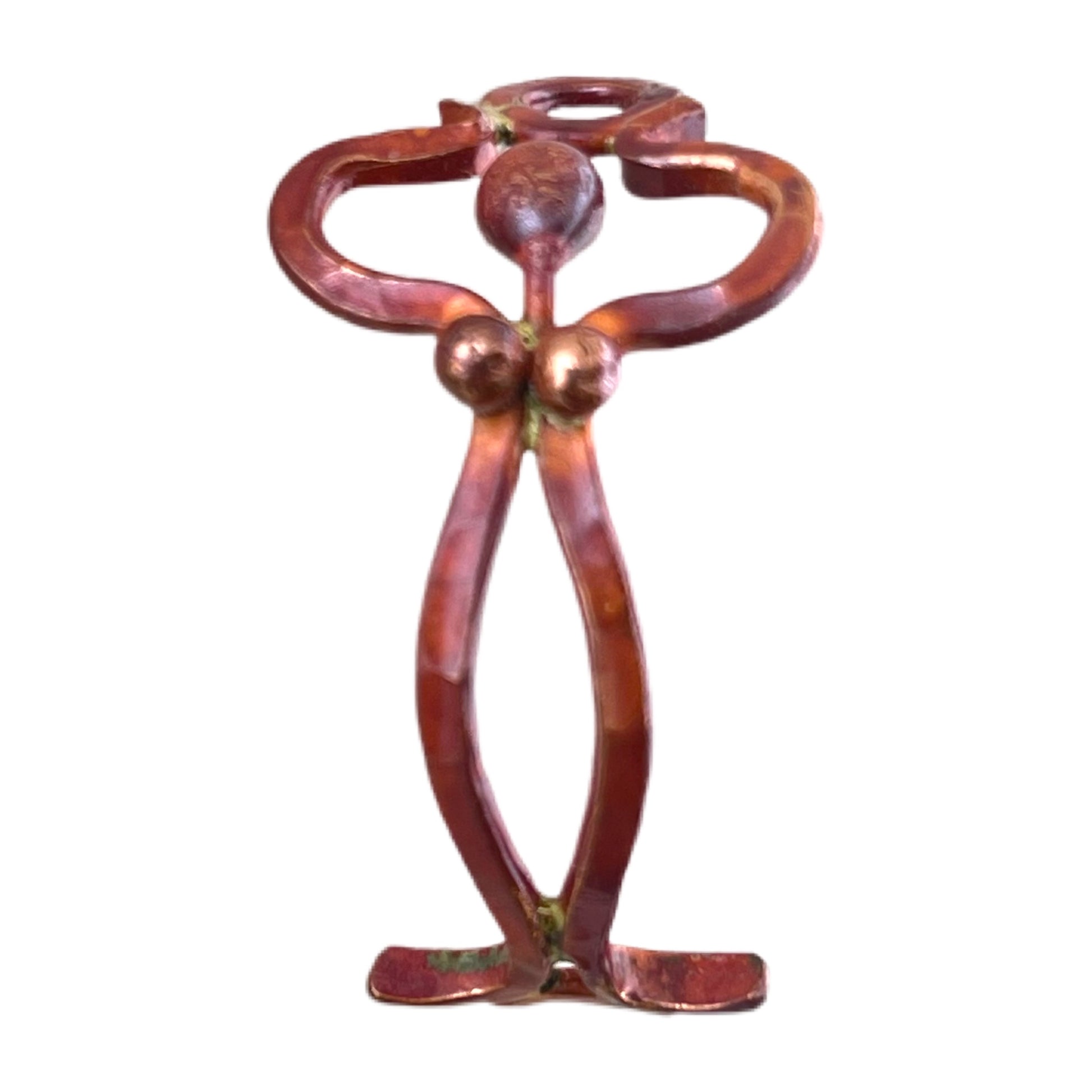 Handmade curved copper bracelet link with flame finish