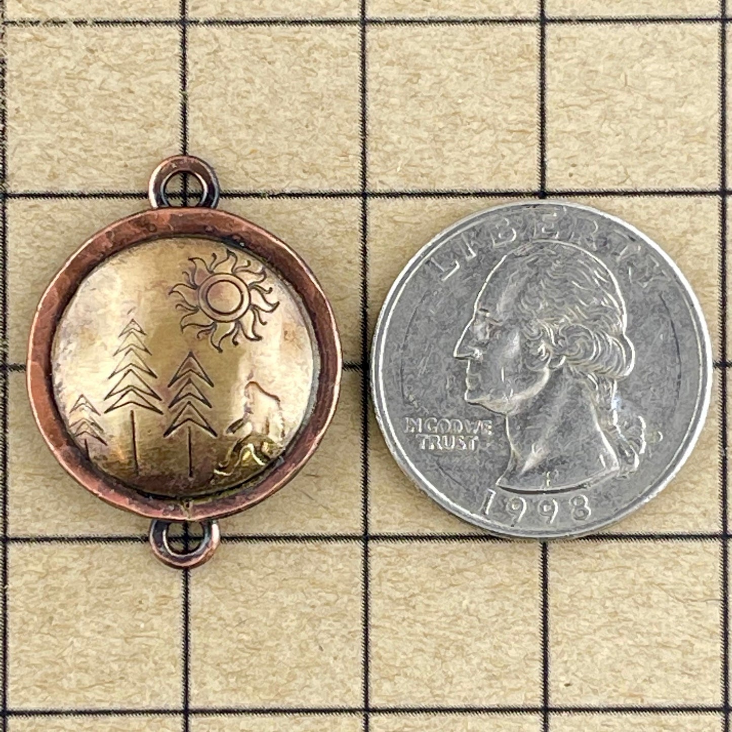 Antiqued Copper & Brass Bigfoot Sasquatch Pendant Link