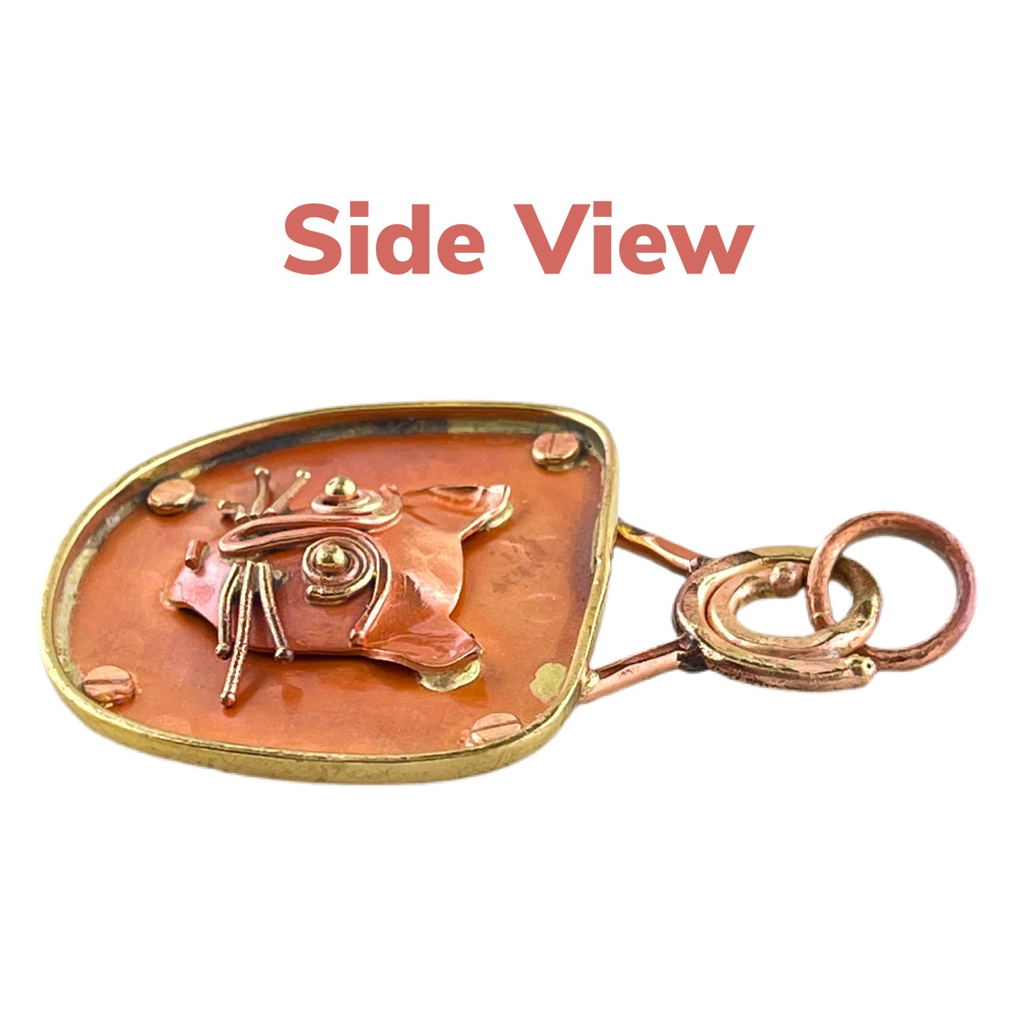 Reversible Copper Cat Pendant, with Love!