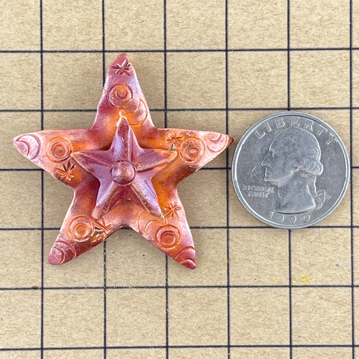 Double Star Copper Pendant with Moon & Star Motifs