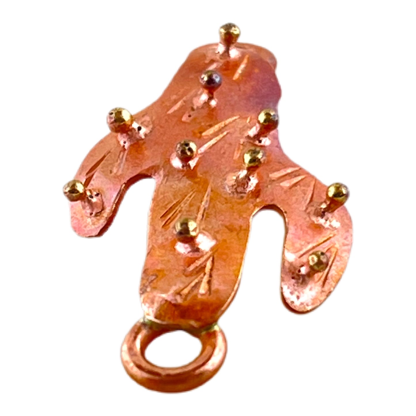 Copper Saguaro Cactus Link with Tiny Brass Details Facing Right
