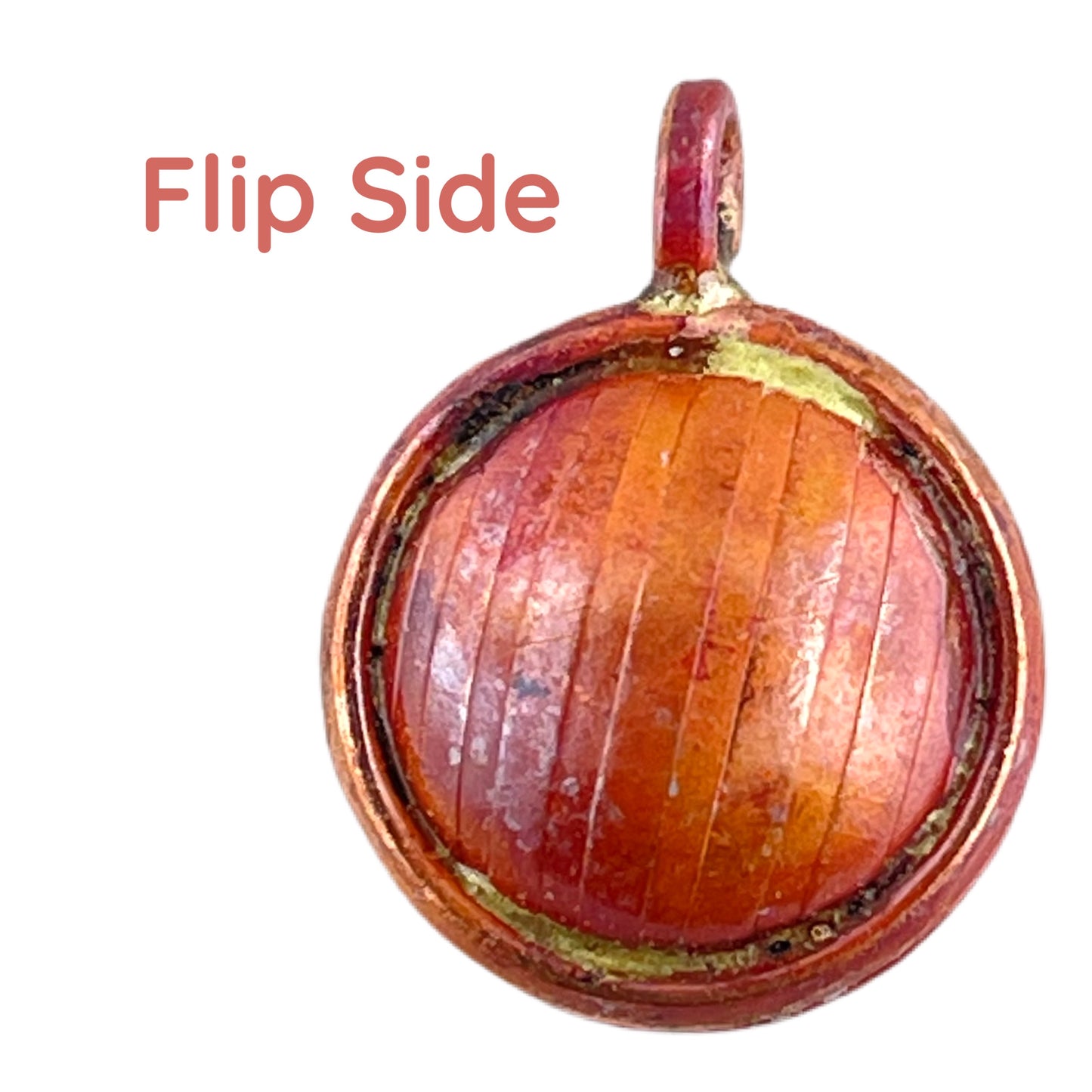 Reversible Puffy Copper Spiral Charm with Right Angle Bail