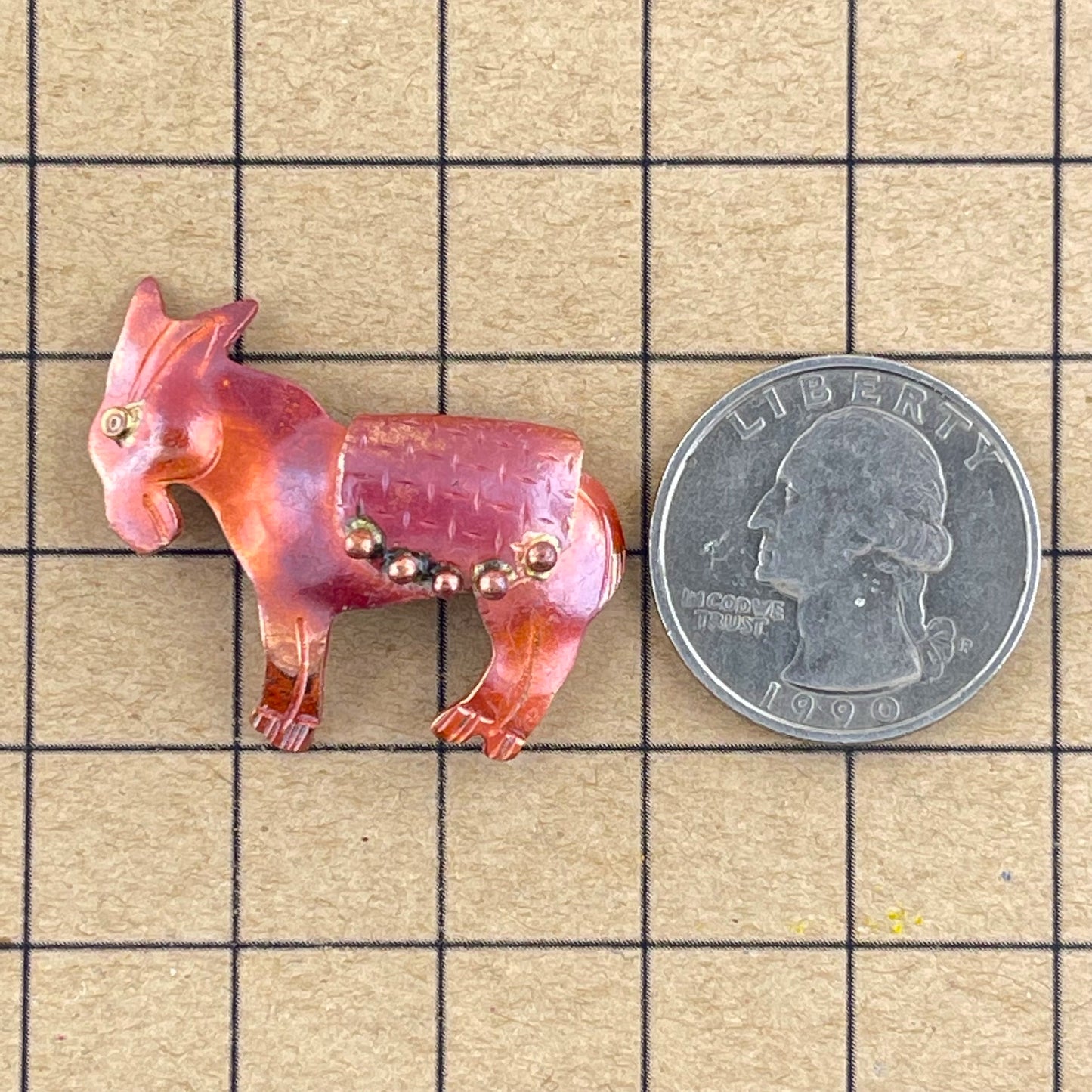 Copper Donkey Pendant with Blanket by Patricia Healey