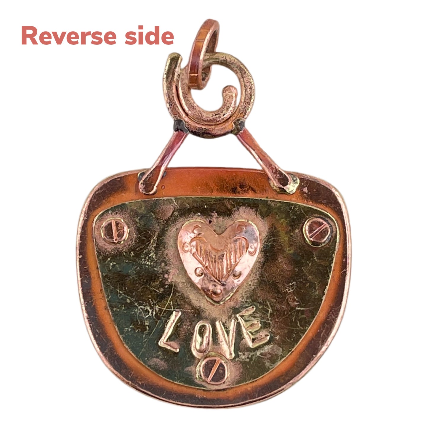 Reversible Copper Cat Pendant, with Love!
