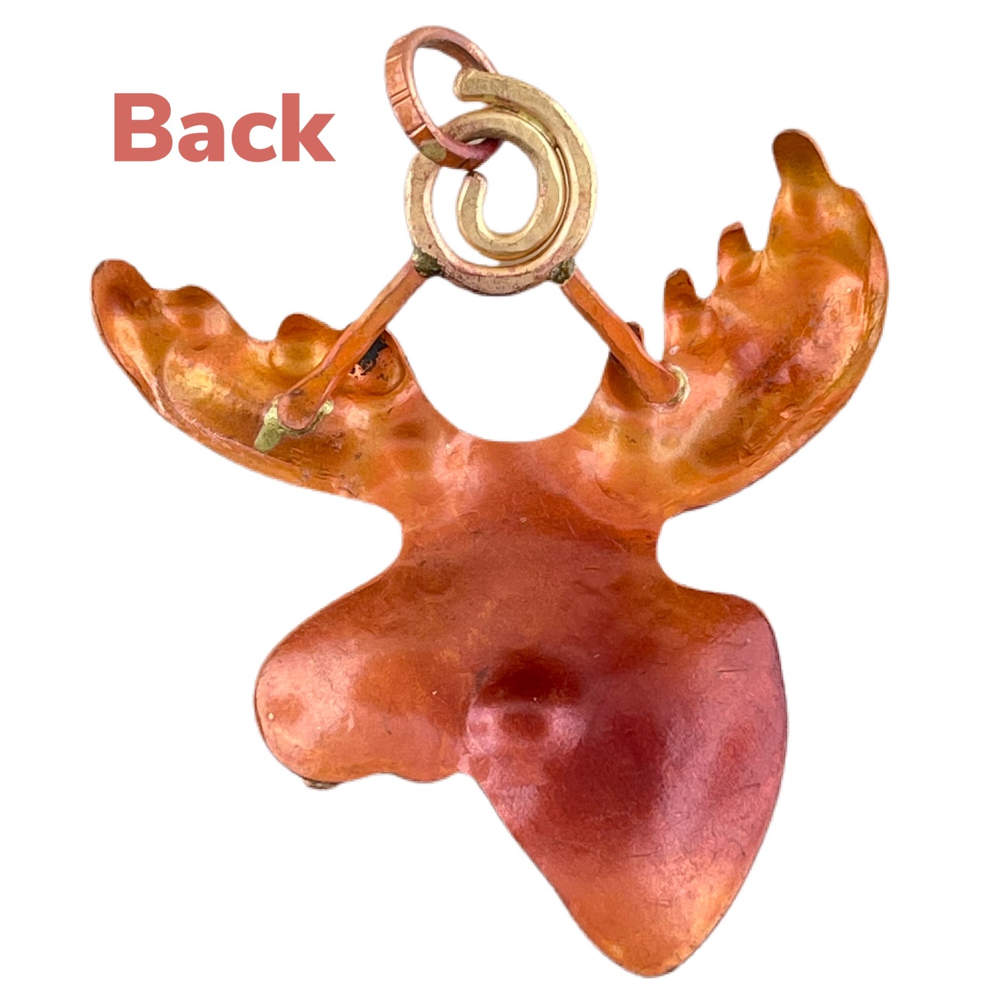 Moose Pendant in Copper and Brass with Spiral Bail