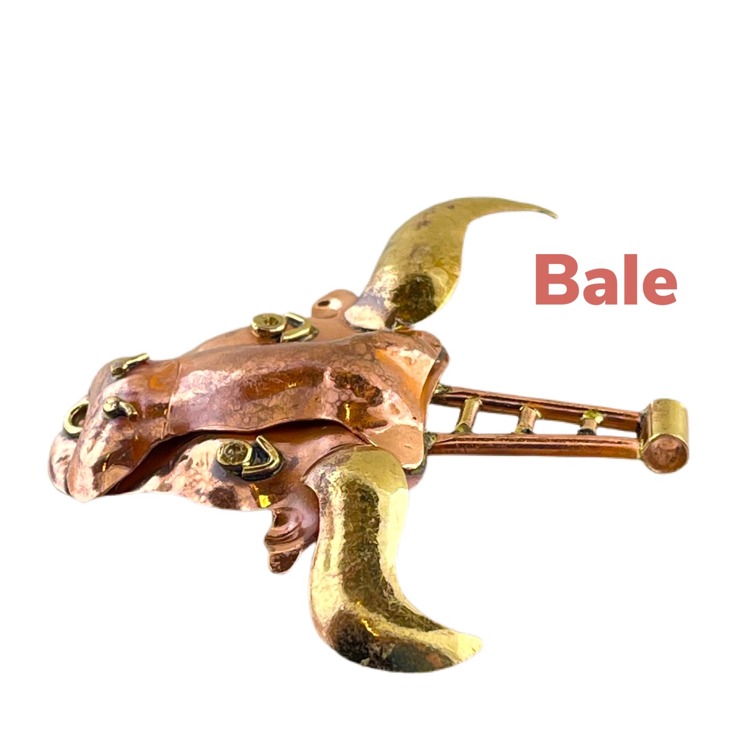 Copper Bull Pendant with Brass Horns and Flame Patina