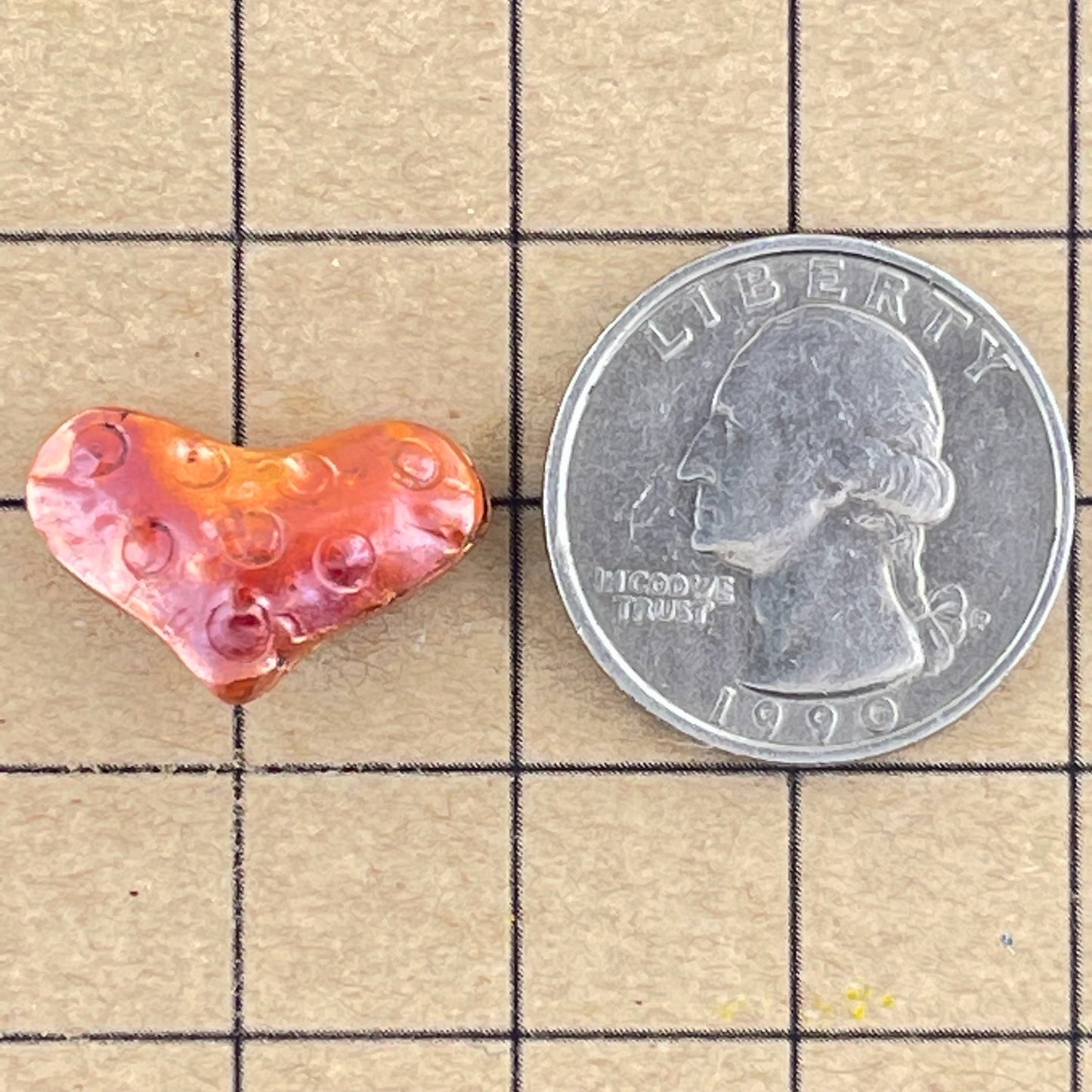 Small Puffy Heart with Stamping • String Side to Side