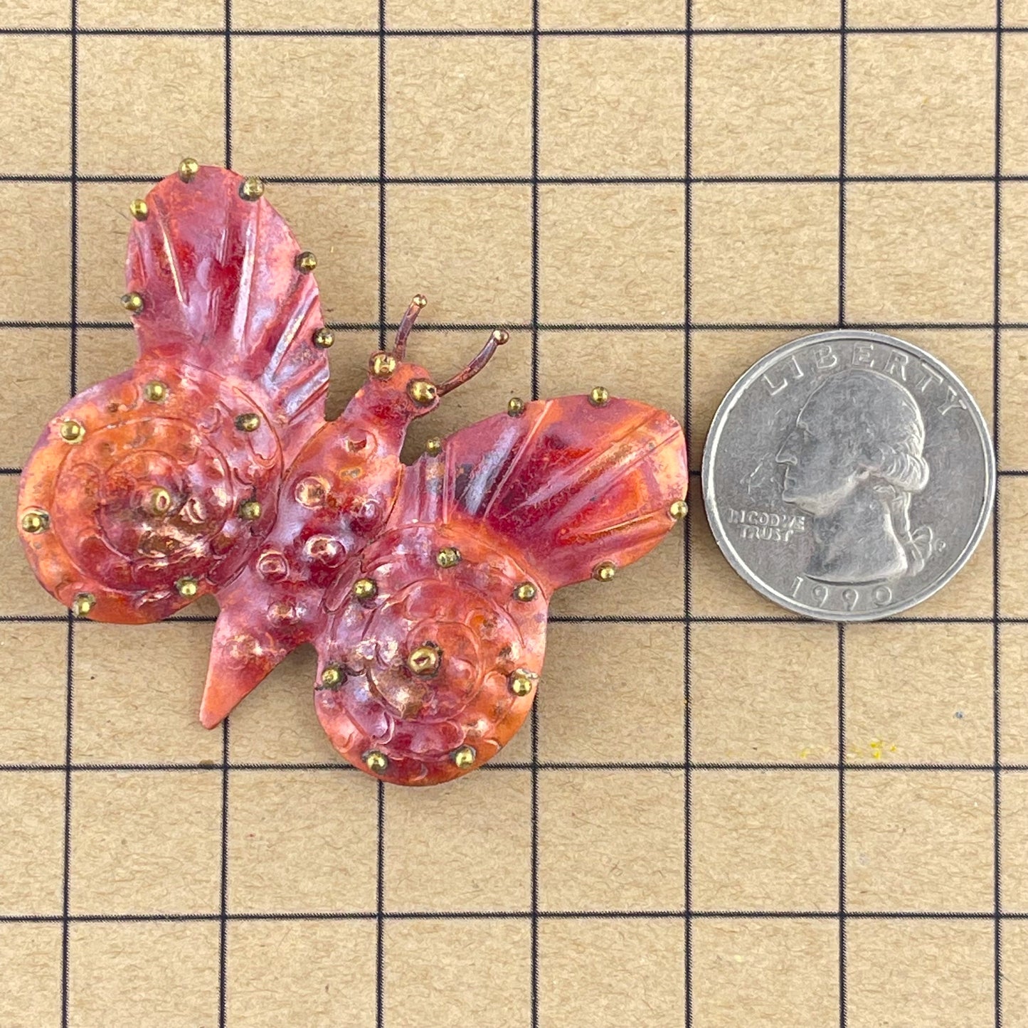 Copper Butterfly Pendant with Bumps