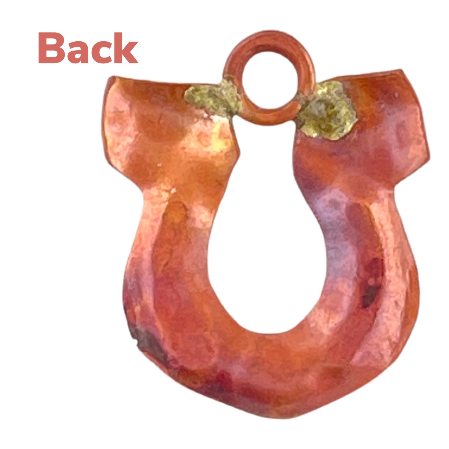 Small Copper Horseshoe Charm with Brass Accents