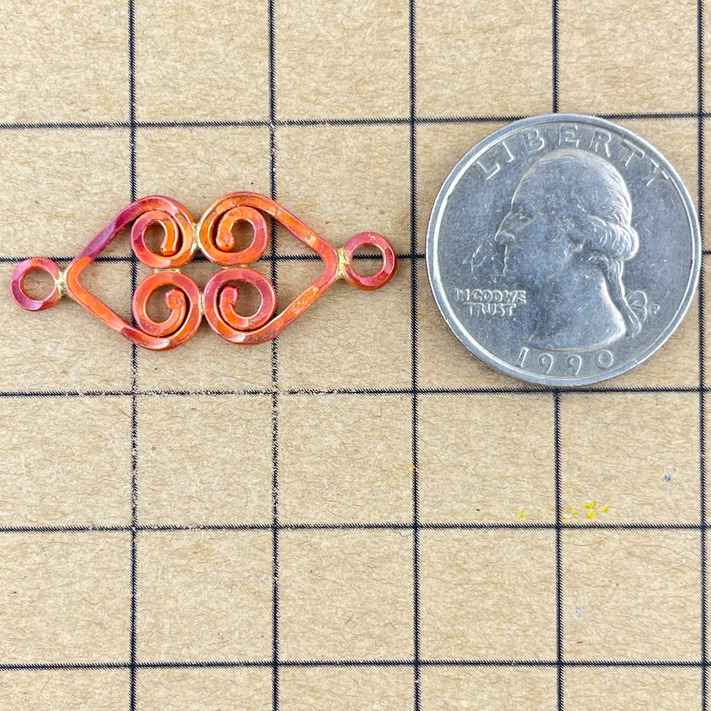 Handmade Copper Double-Heart Small Link Connector