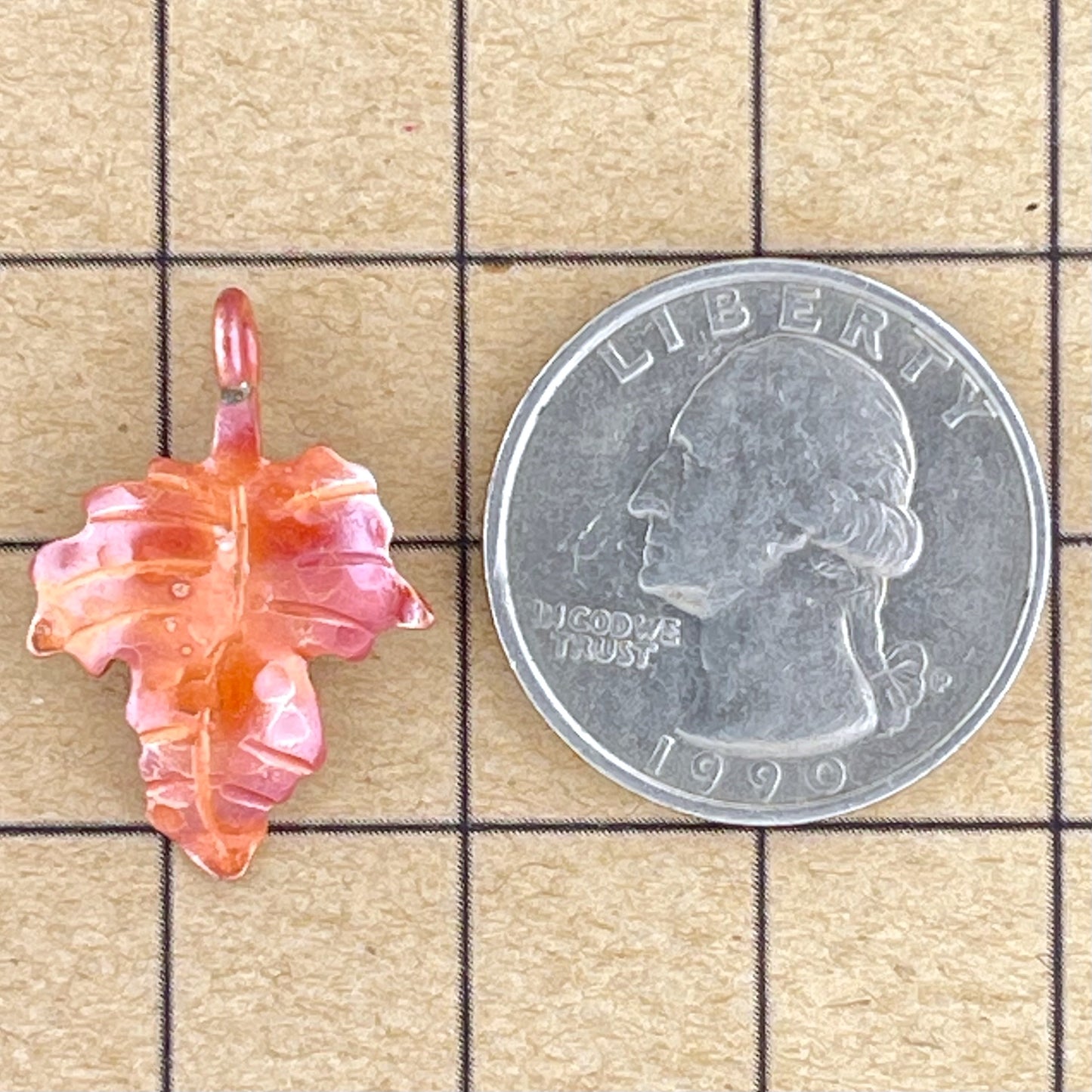 Little Copper Maple Leaf Charm
