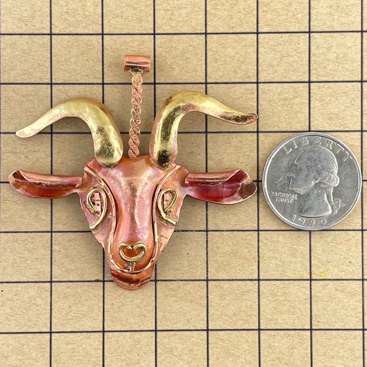 Goat Pendant in Copper and Brass