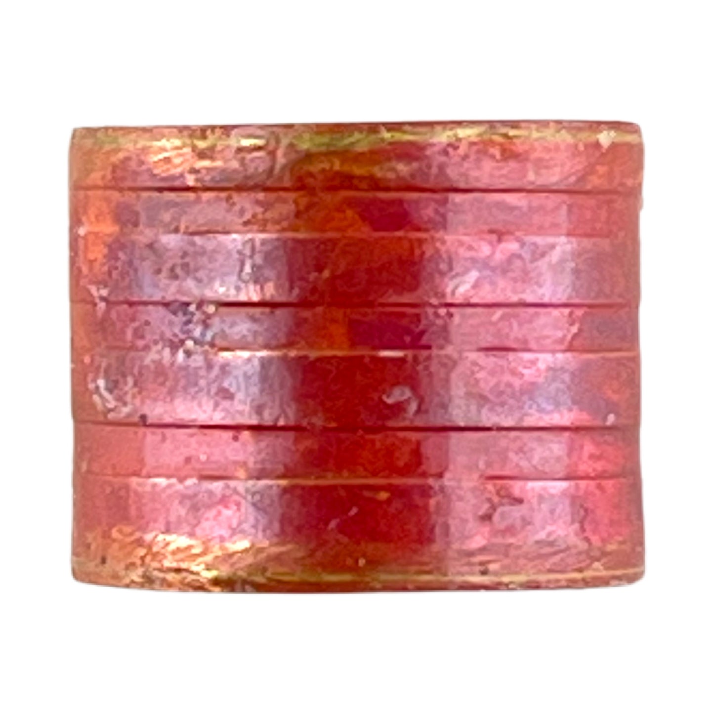 Small rustic copper barrel bead with flame patina handcrafted by Patricia Healey