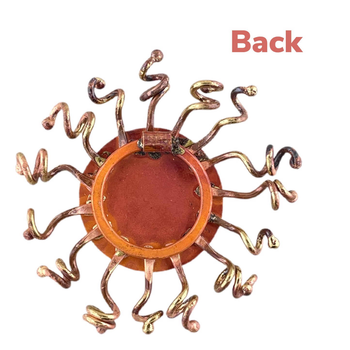 Copper Sunburst Pendant with Brass Ray Accents
