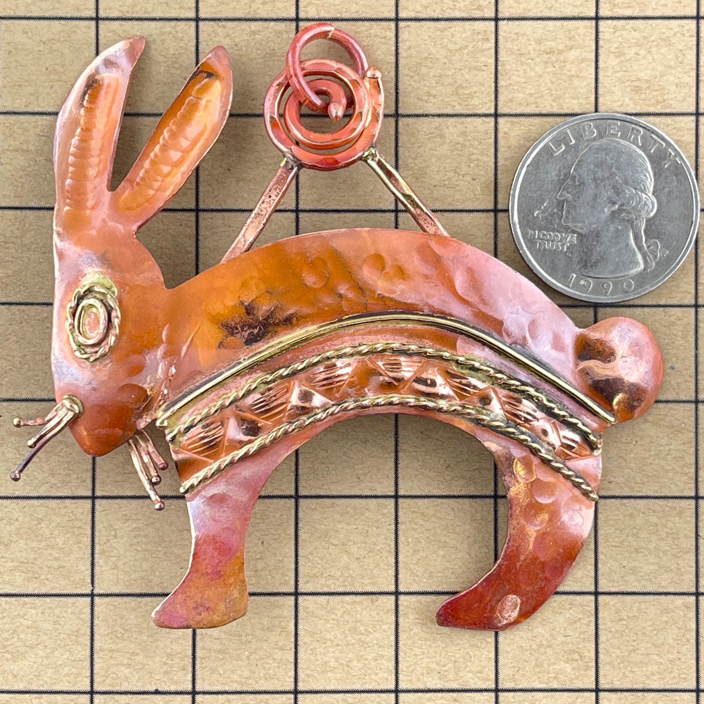 Antelope Jackrabbit Pendant in Copper & Brass