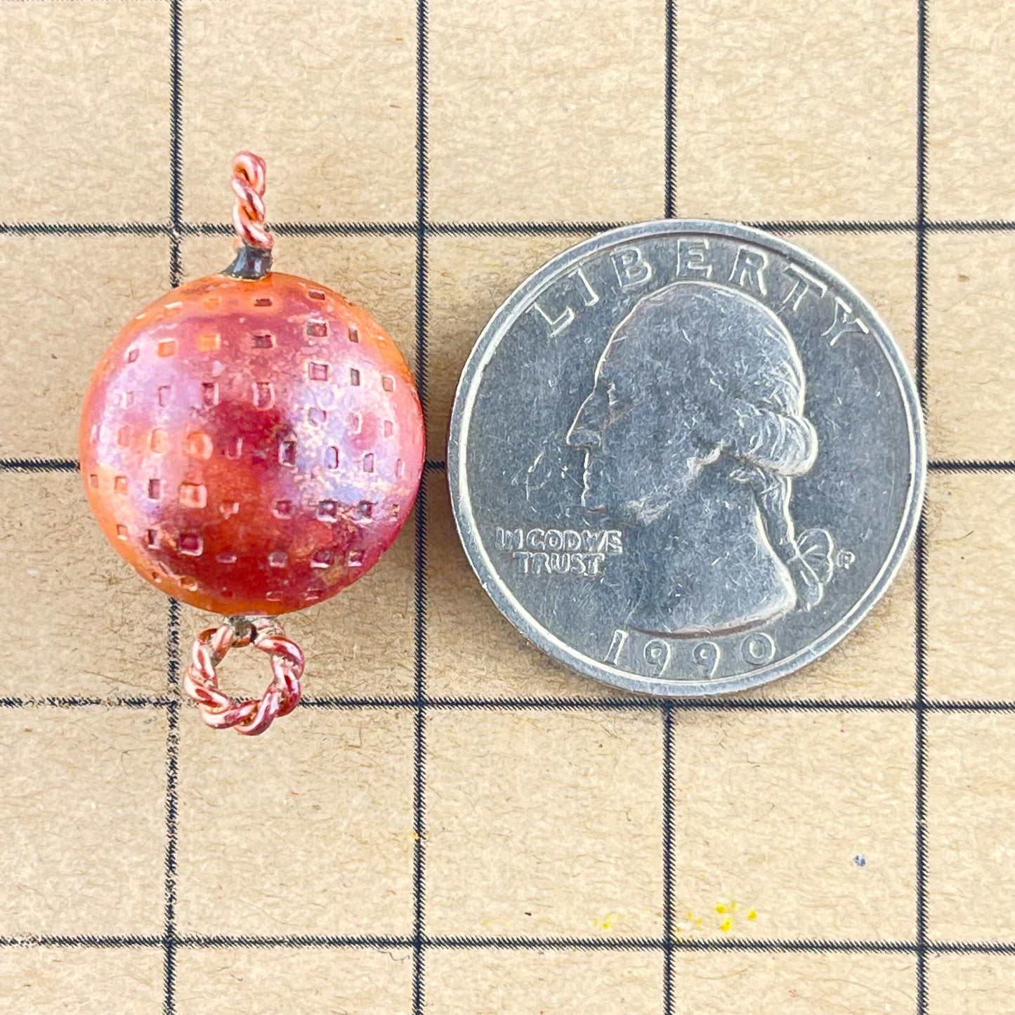 Copper Domed Textured Link with Twisted Rings