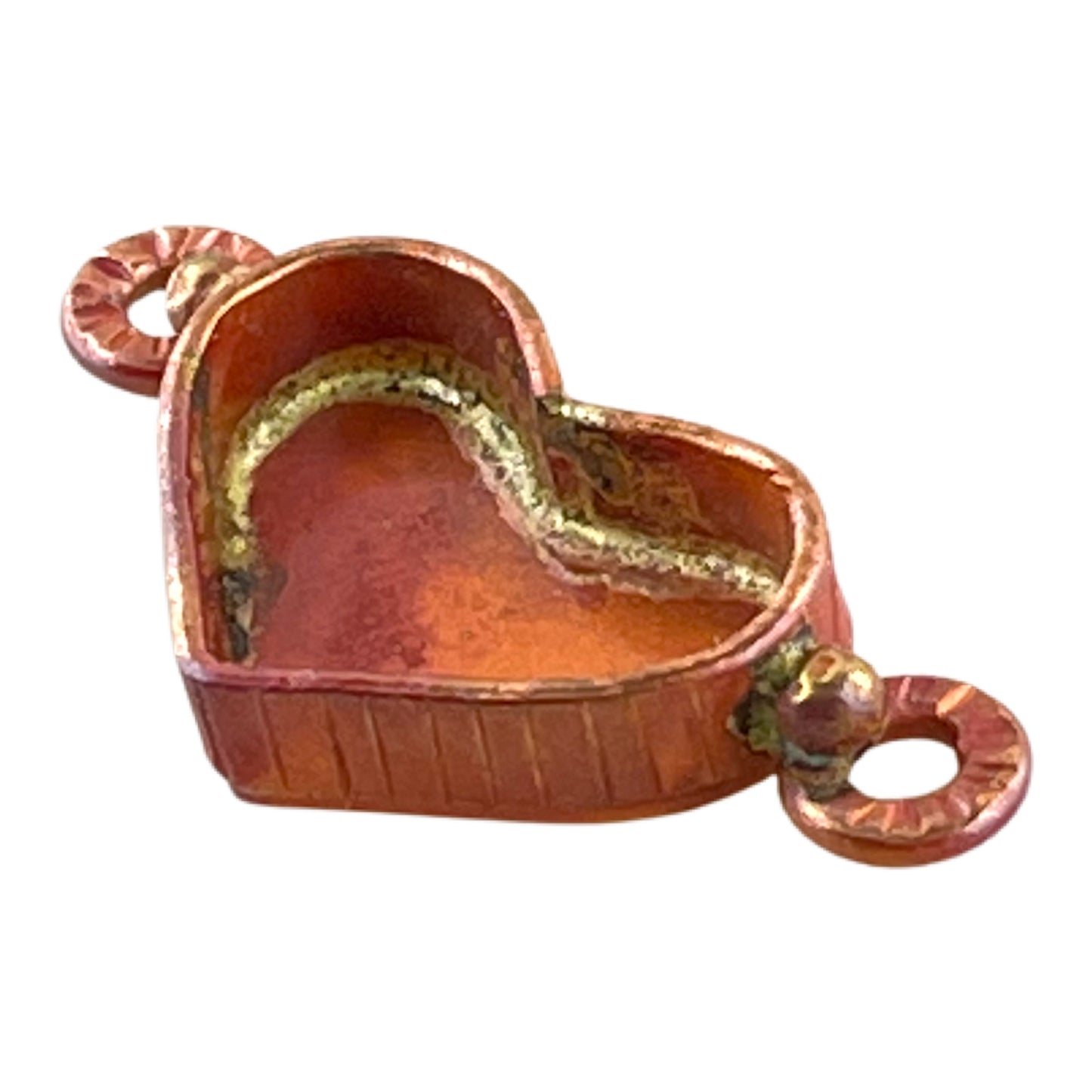 Small Copper Bezeled Heart Link