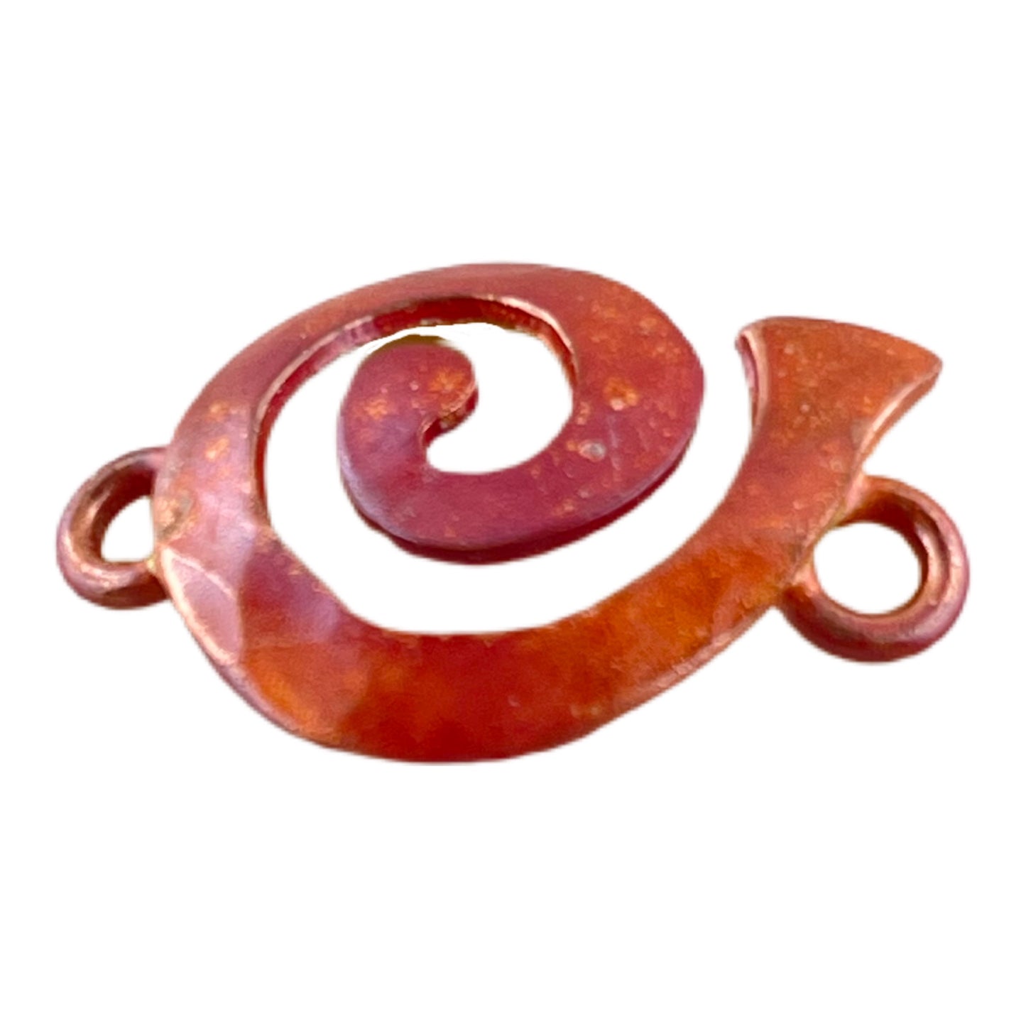 Copper Spiral Link Charm with Two Attachment Points Facing Right
