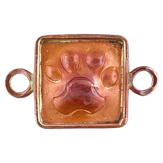 Handmade copper paw print link with brass accents for animal-themed jewelry