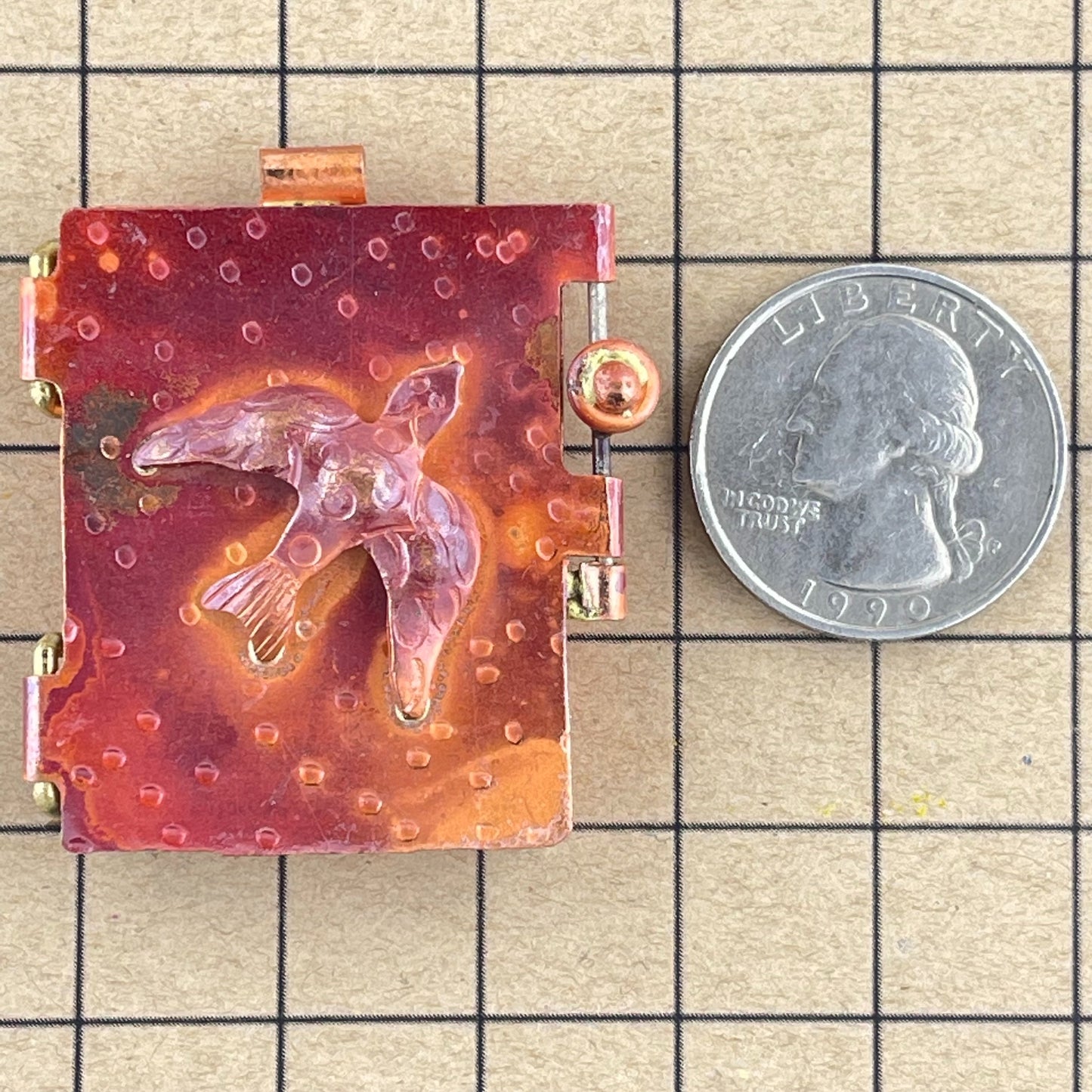 Copper Dove Keepsake Locket with Swinging Door