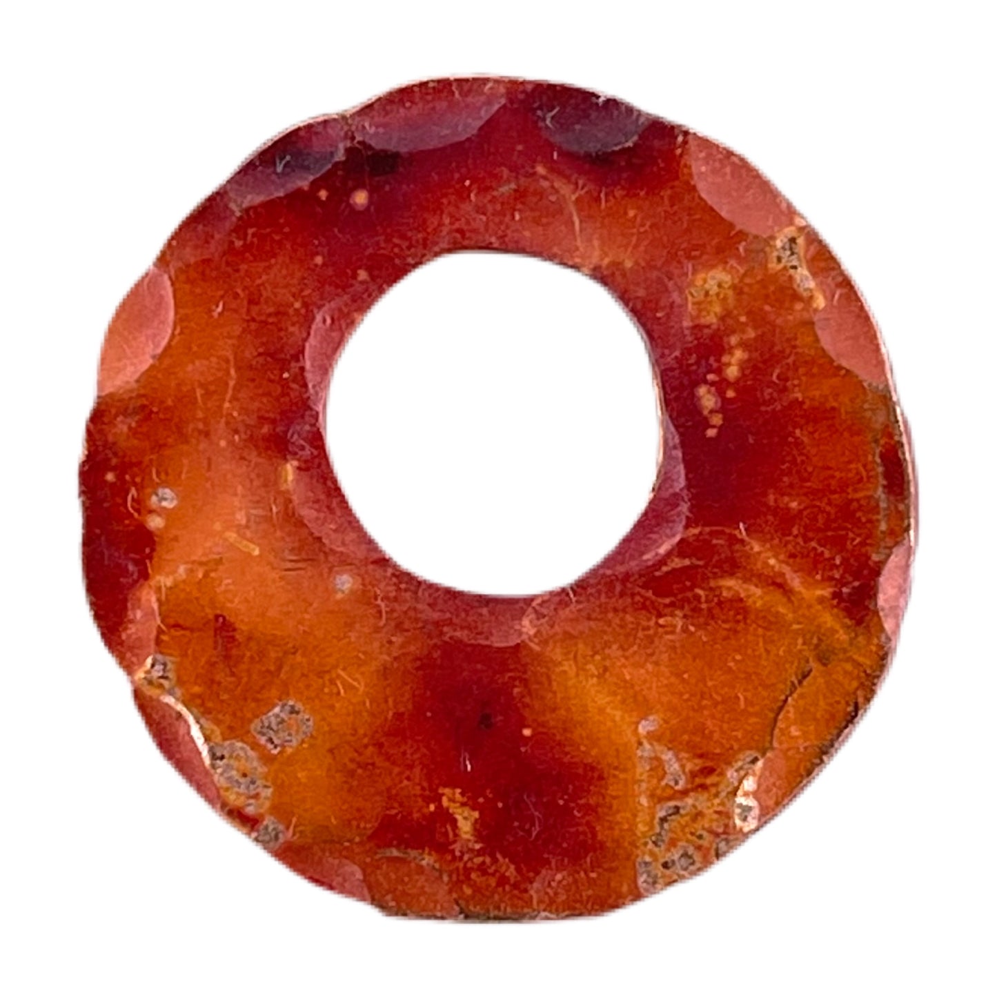 Small asymmetrical copper ring with hand-hammered texture and torch-fired red-orange patina