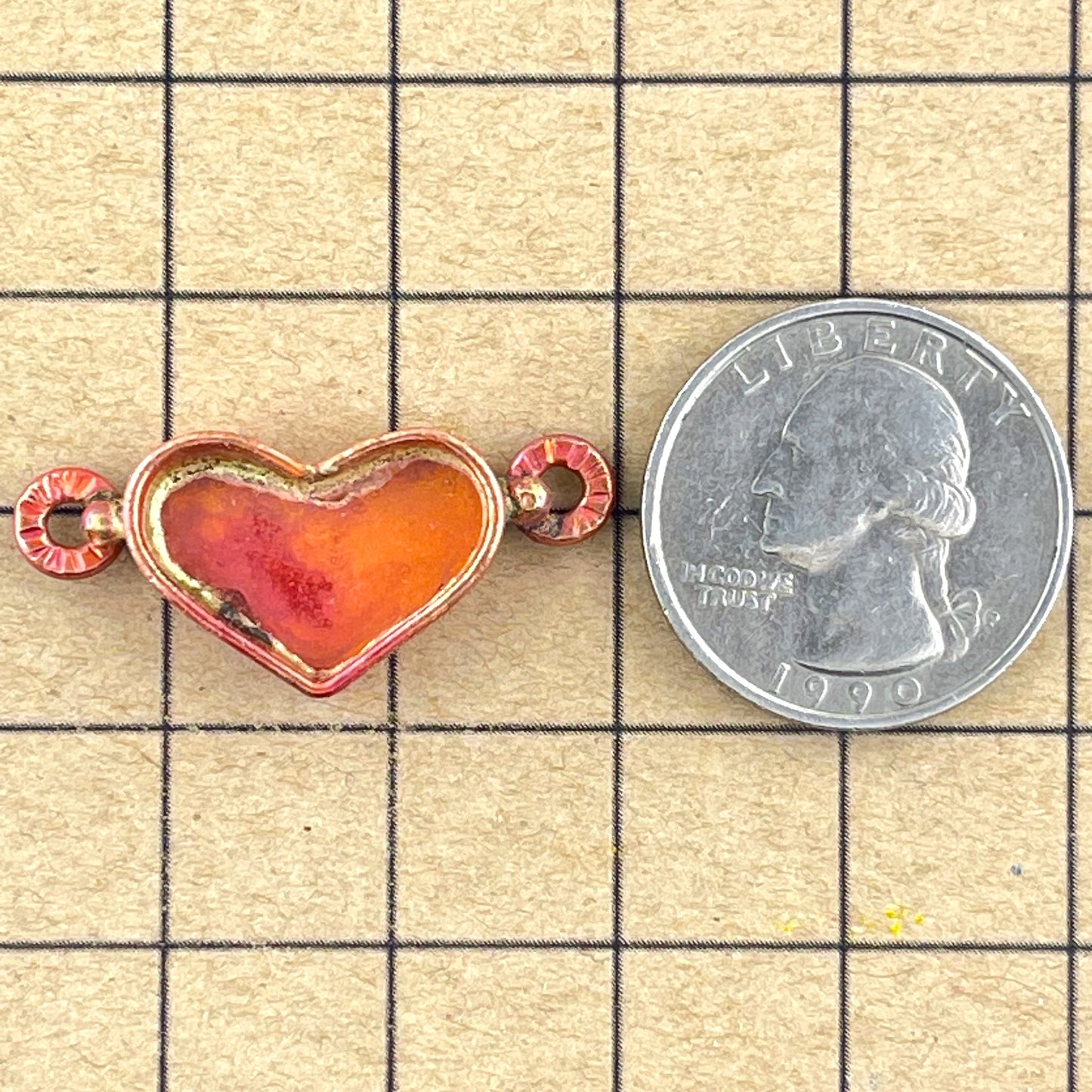 Small Copper Bezeled Heart Link