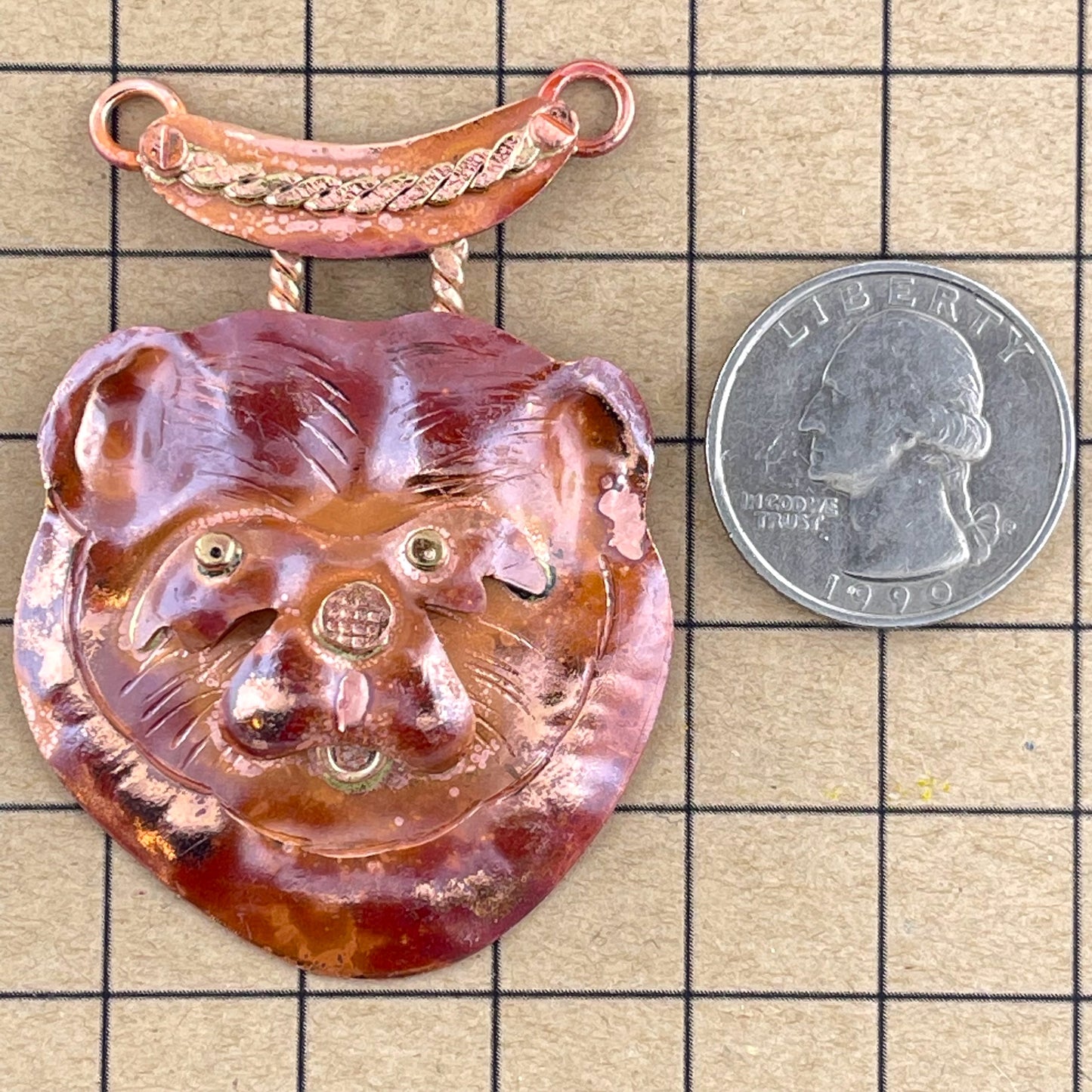 Copper Bear Pendant with Brass Accents