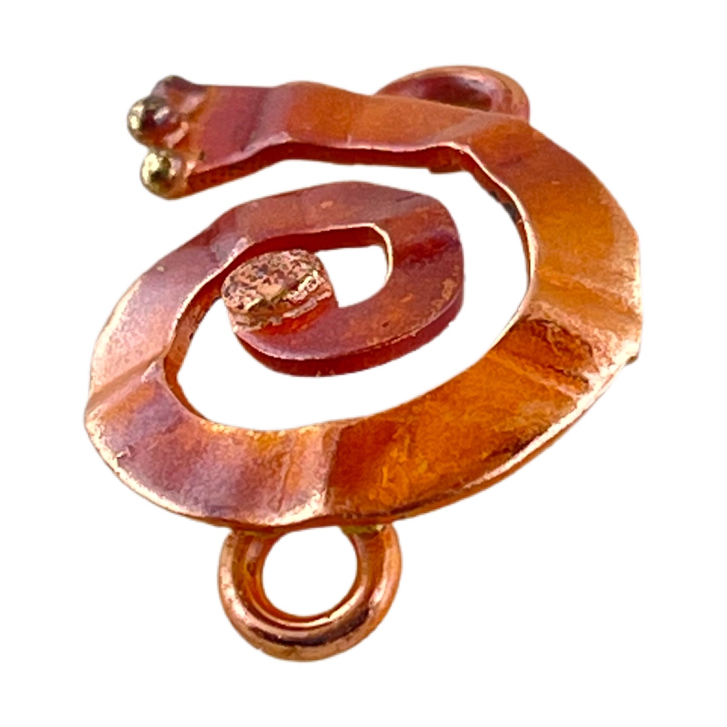 Right-Facing Copper and Brass Spiral Link for Jewelry Making