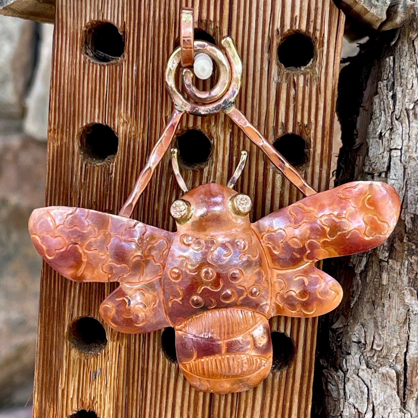Large Copper Bumblebee Pendant with Brass Eyes – Patricia Healey