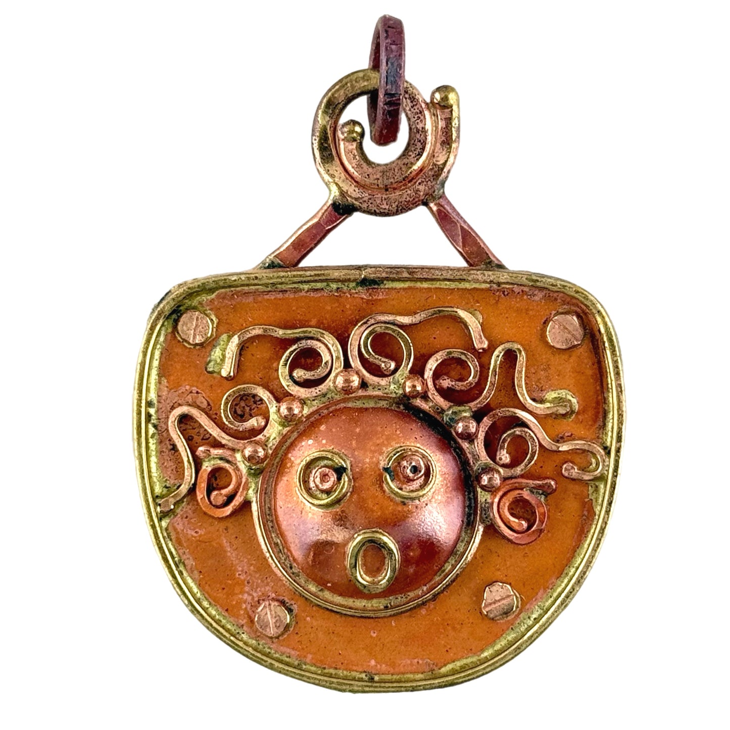 Reversible Copper & Brass Pendant with Hand-Stamped TRUTH