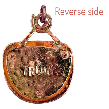 Reversible Copper & Brass Pendant with Hand-Stamped TRUTH