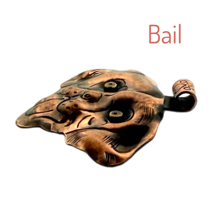 Handmade Copper Dog Face Pendant with Brass Eyes
