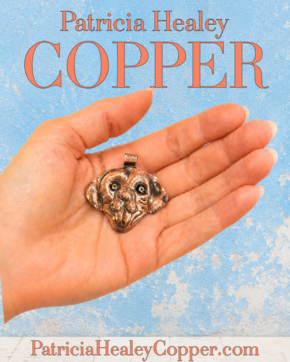 Playful Puppy Copper Pendant with Brass Accents