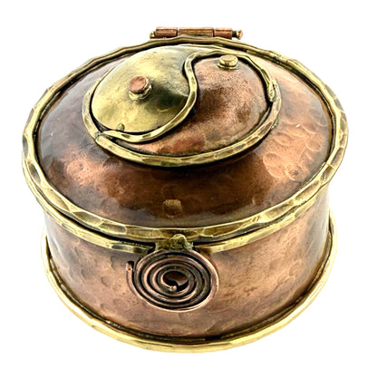 Copper Yin-Yang Keepsake Box with Brass Accents